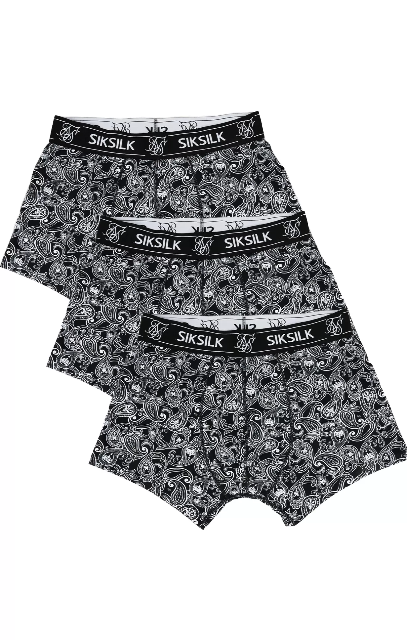 SikSilk Underwear^Black 3Pk Paisley Boxer