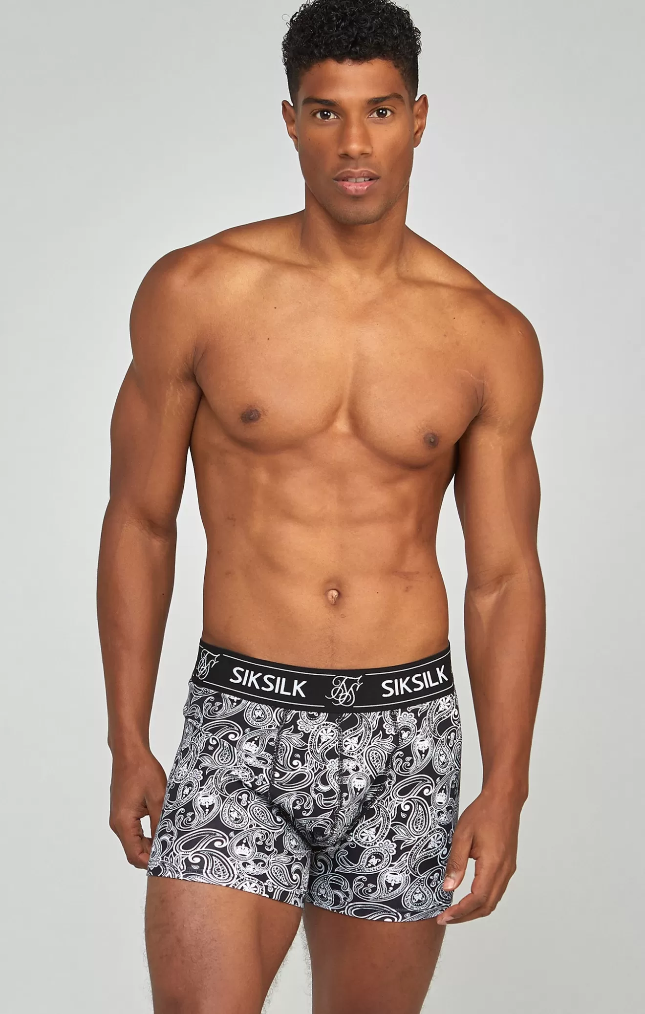 SikSilk Underwear^Black 3Pk Paisley Boxer