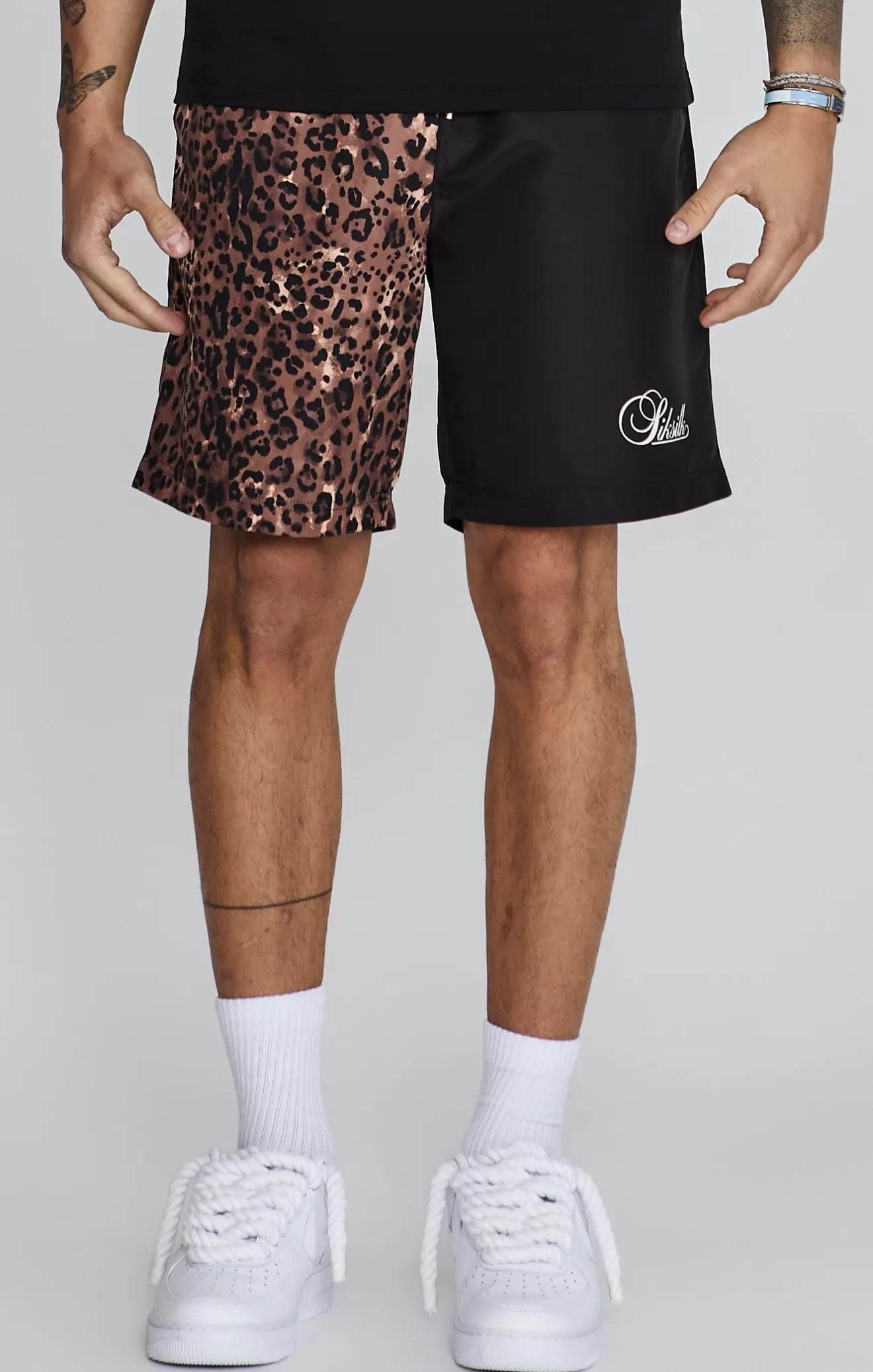 SikSilk Shorts^Black Animal Print Shorts