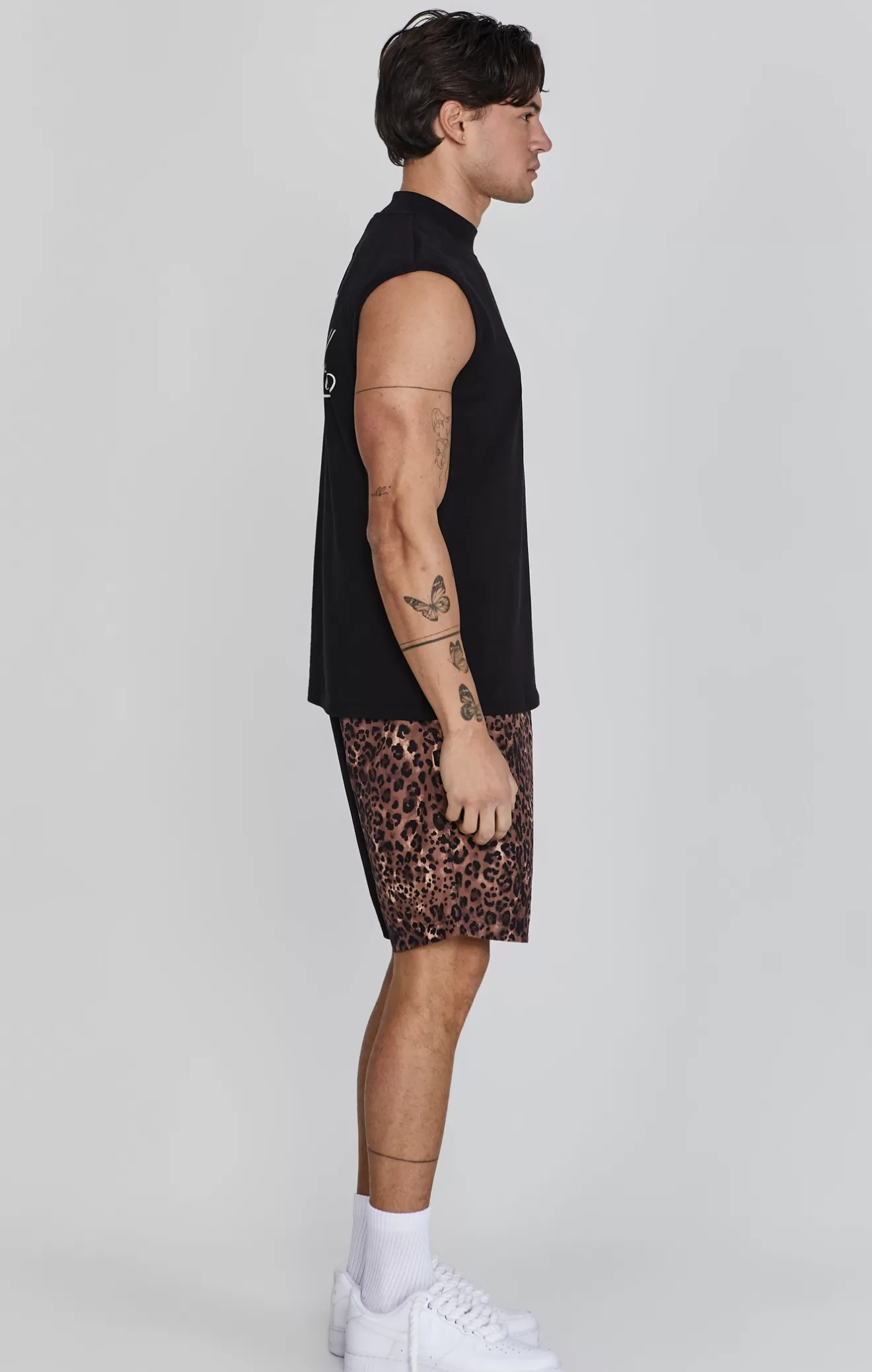 SikSilk Shorts^Black Animal Print Shorts