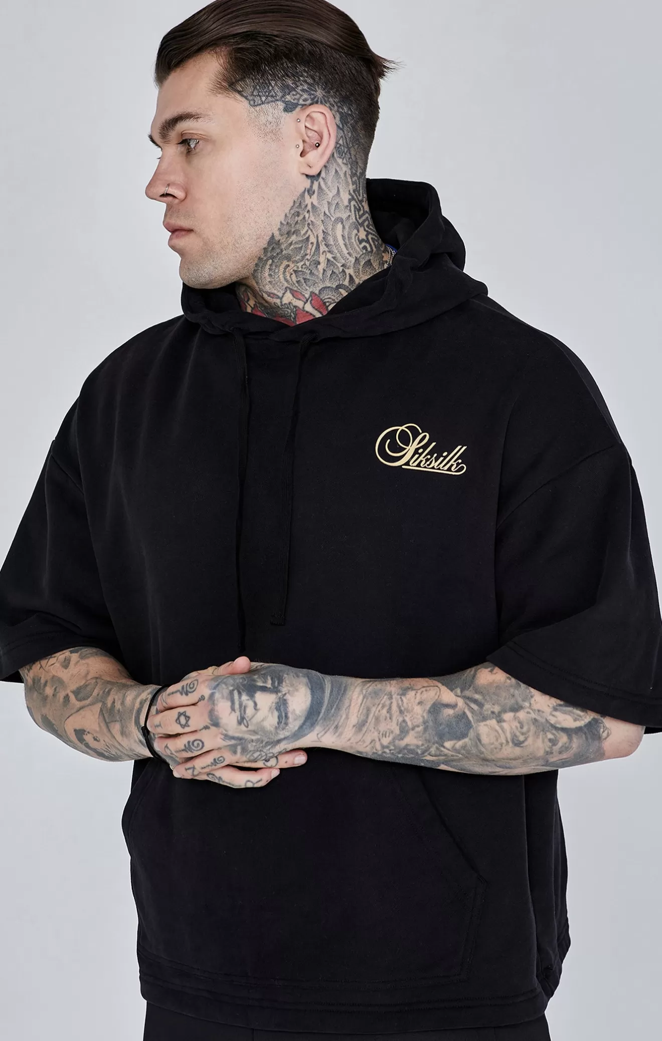 SikSilk Hoodies^Black Cut Off Hoodie