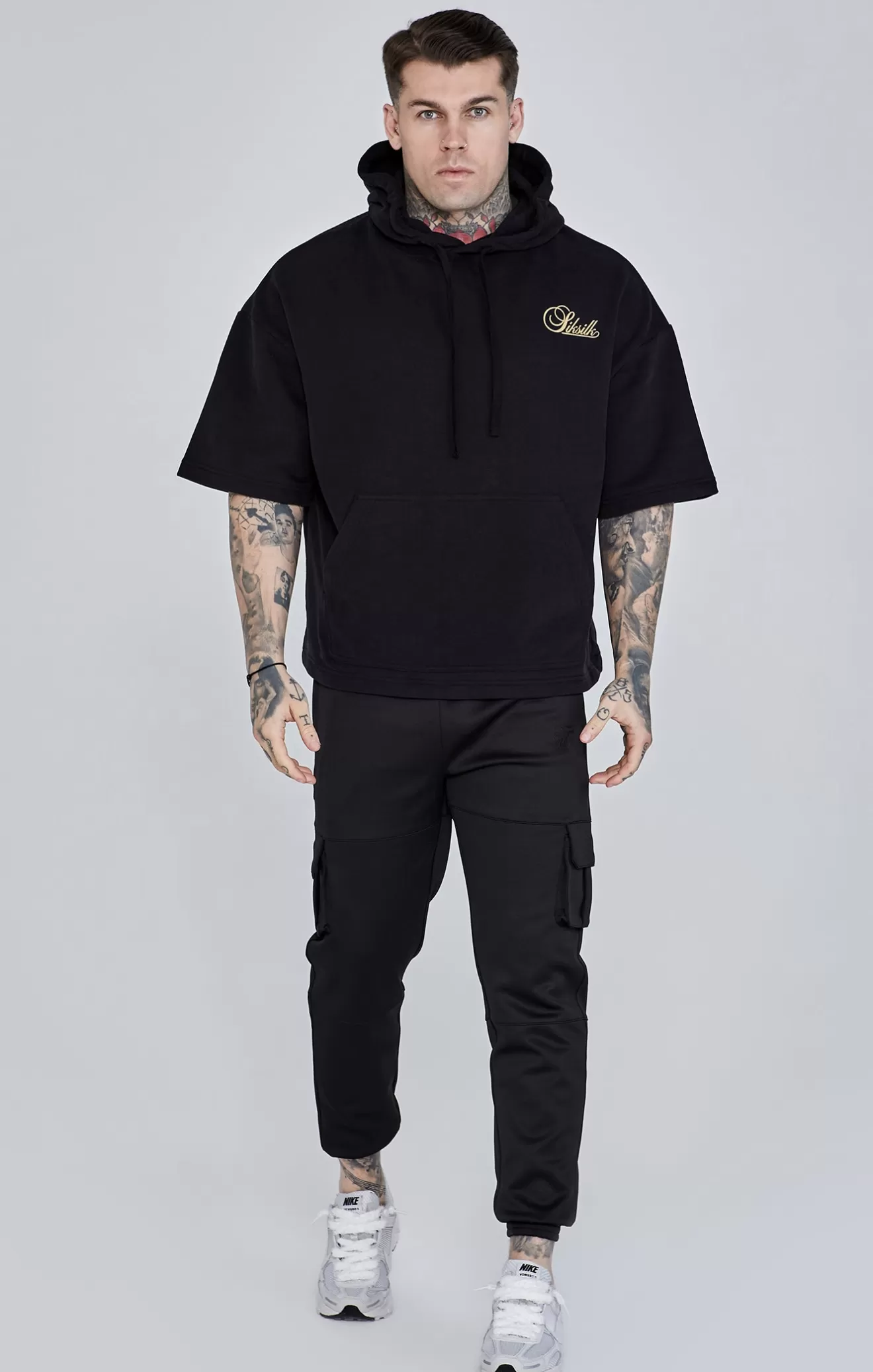 SikSilk Hoodies^Black Cut Off Hoodie