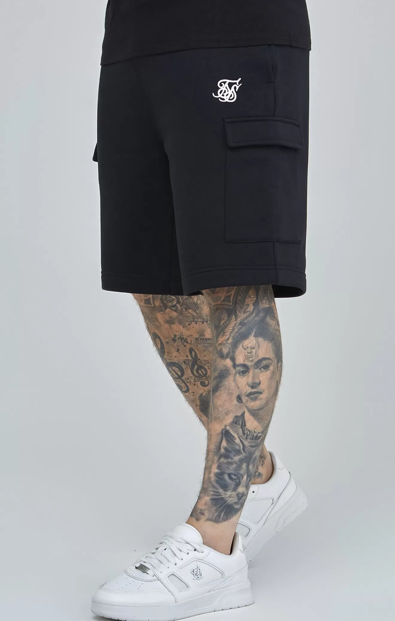 SikSilk Shorts^Black Essential Cargo Fleece Short