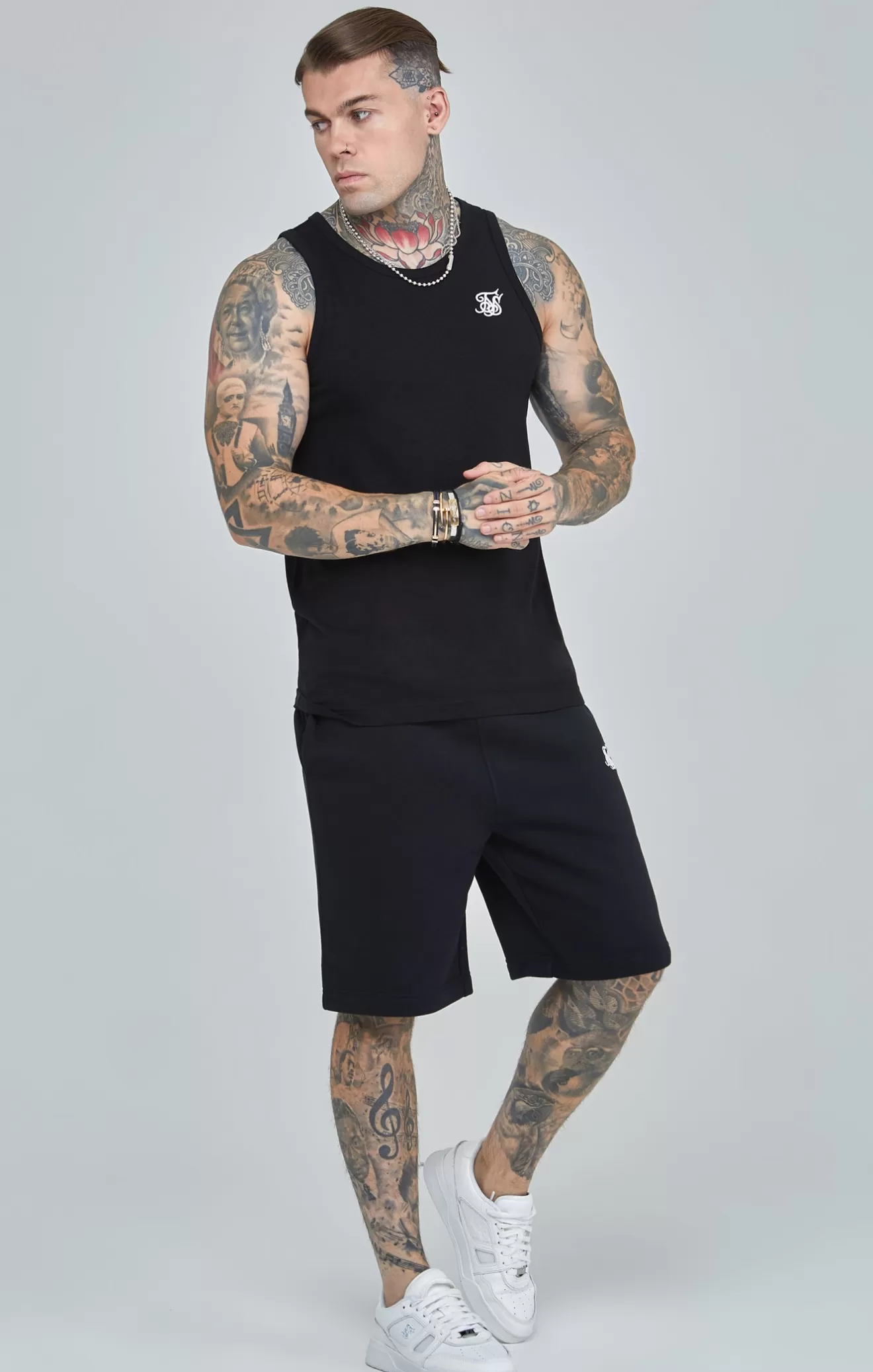 SikSilk Shorts^Black Essential Fleece Short