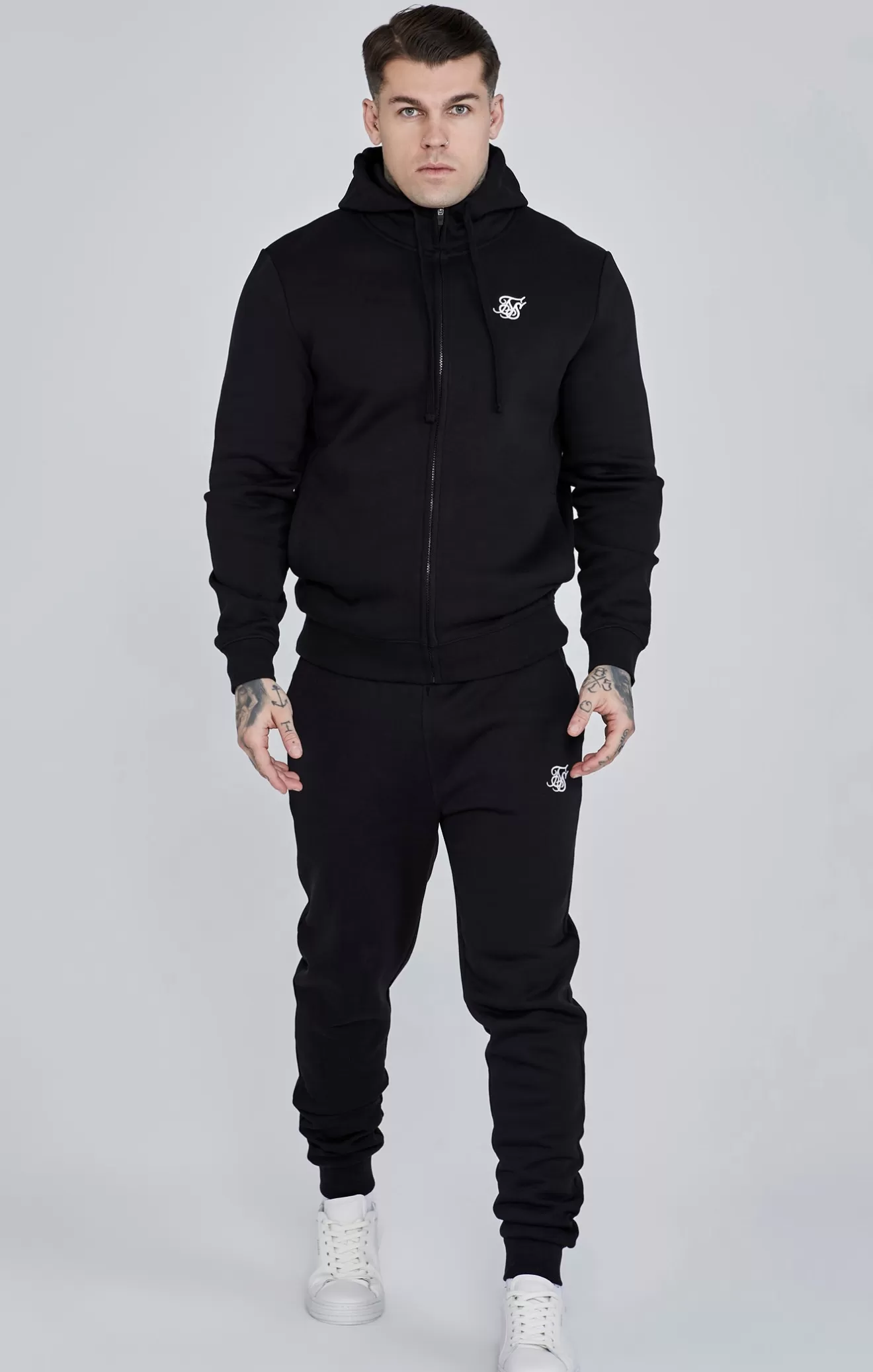 SikSilk Hoodies^Black Essential Zip Through Funnel Hoodie