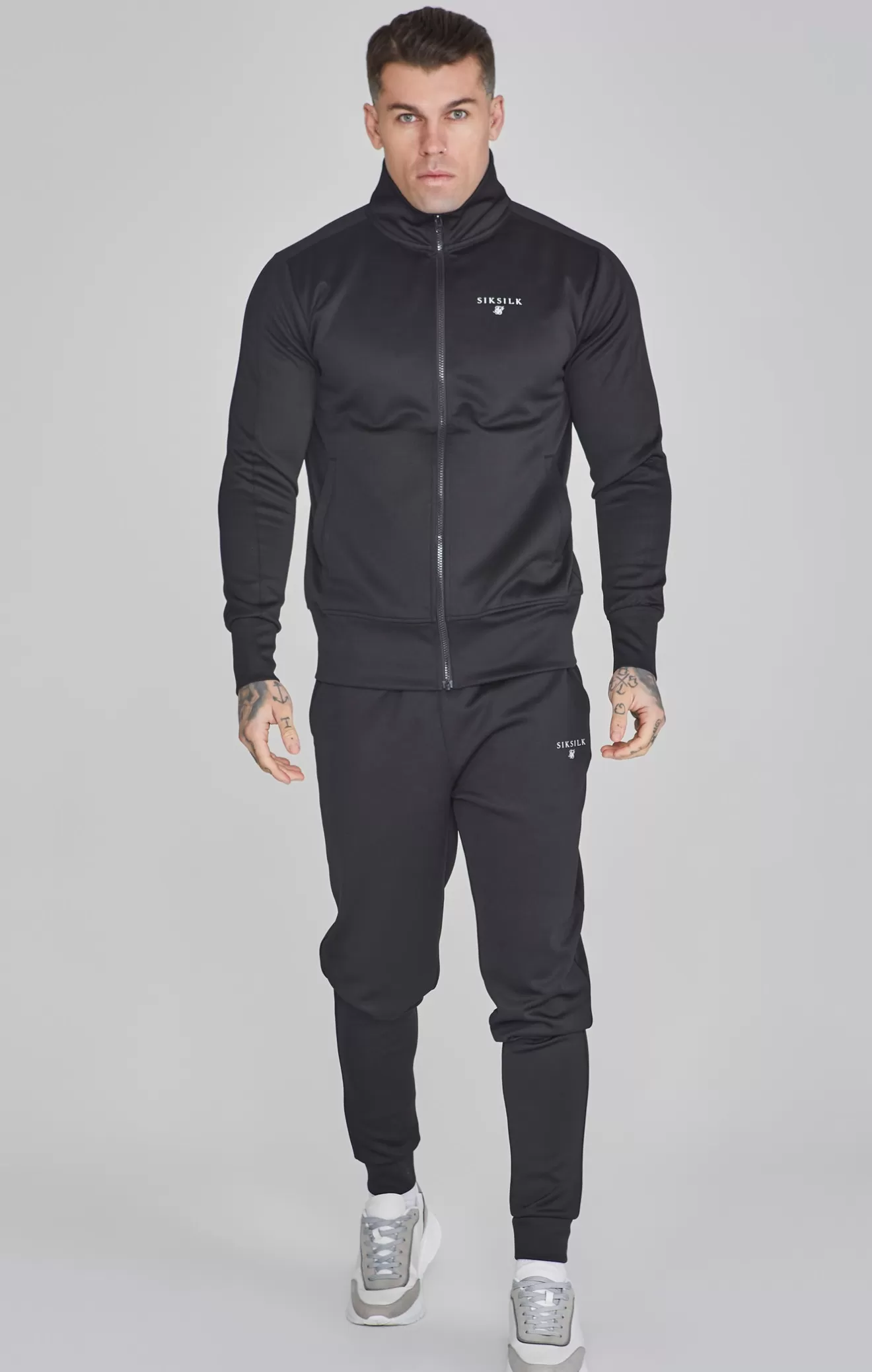 SikSilk Track Tops^Black Essentials Poly Track Top