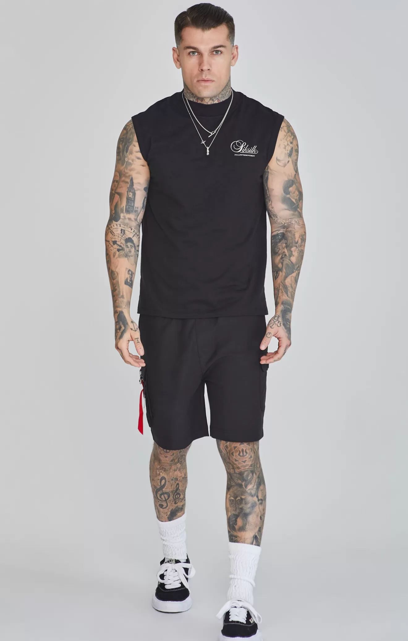 SikSilk Shorts^Black Flight Cargo Shorts