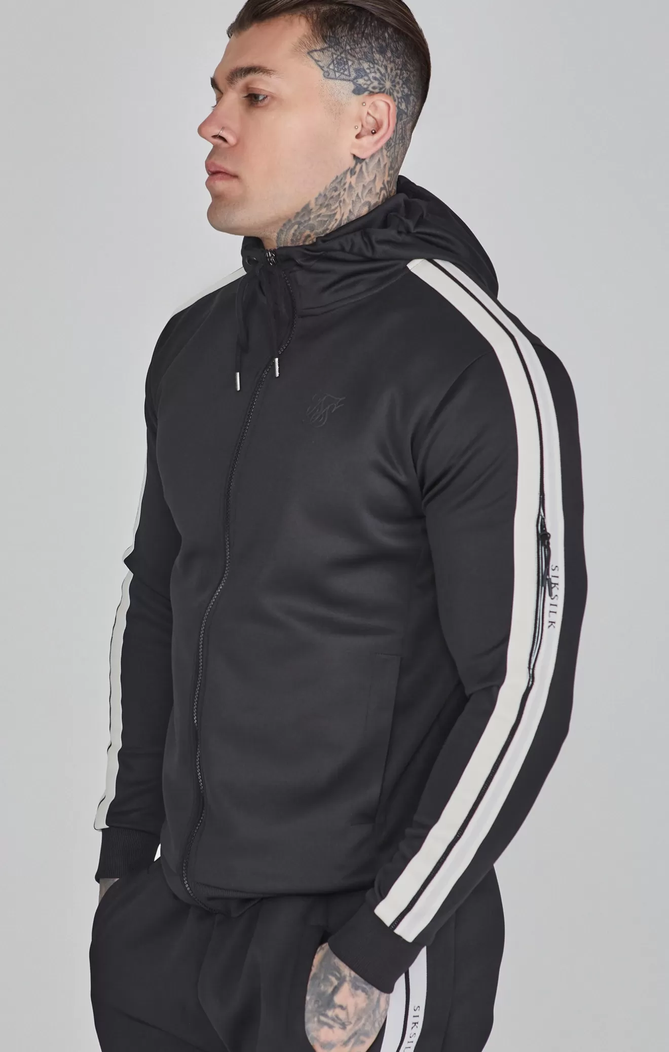 SikSilk Hoodies^Black Full Zip Hoodie