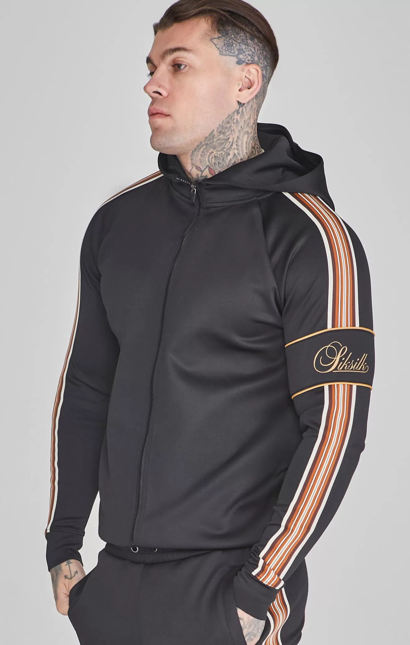 SikSilk Hoodies^Black Full Zip Hoodie