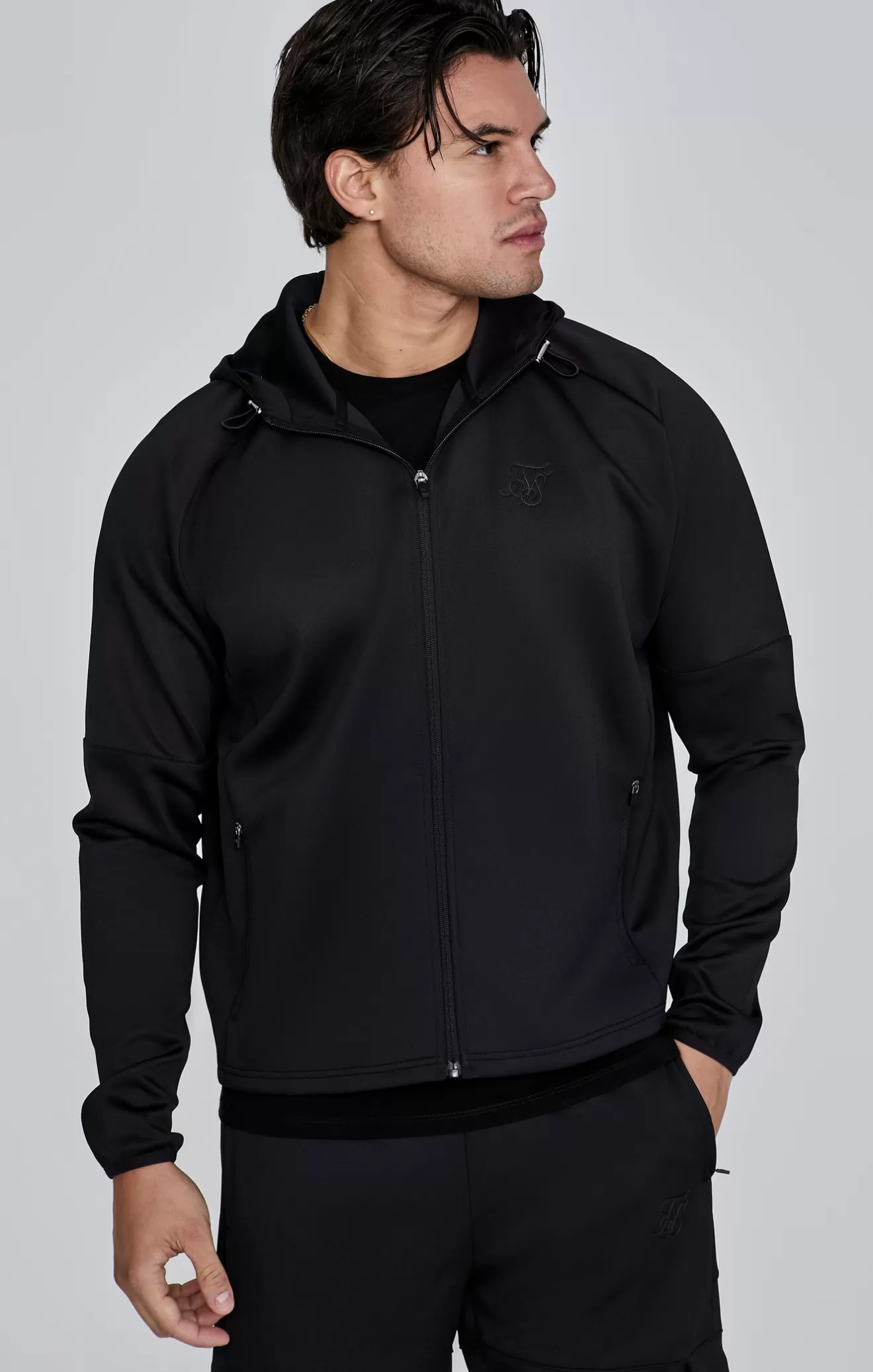 SikSilk Hoodies^Black Full Zip Hoodie