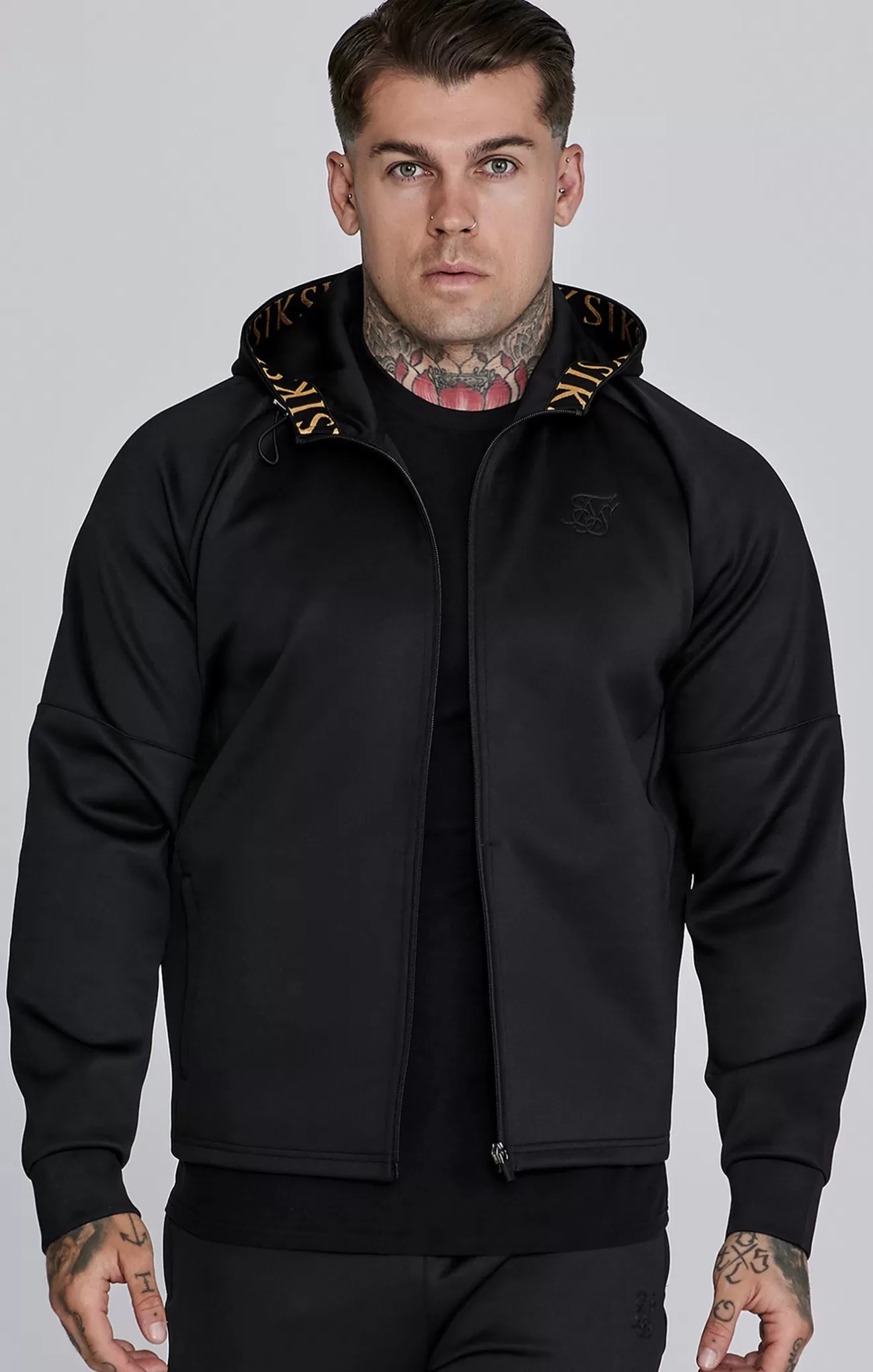 SikSilk Hoodies^Black Full Zip Hoodie