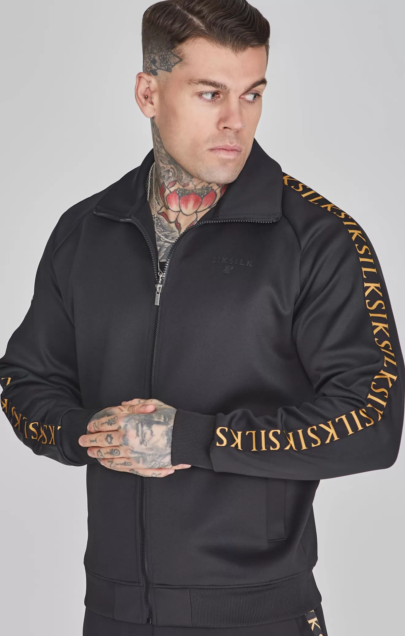 SikSilk Hoodies^Black Full Zip Track Top