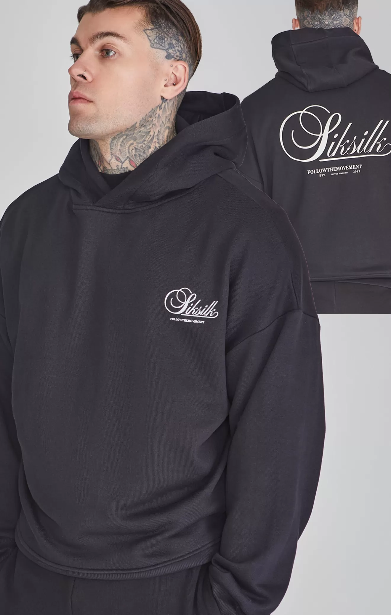 SikSilk Hoodies^Black Graphic Hoodie