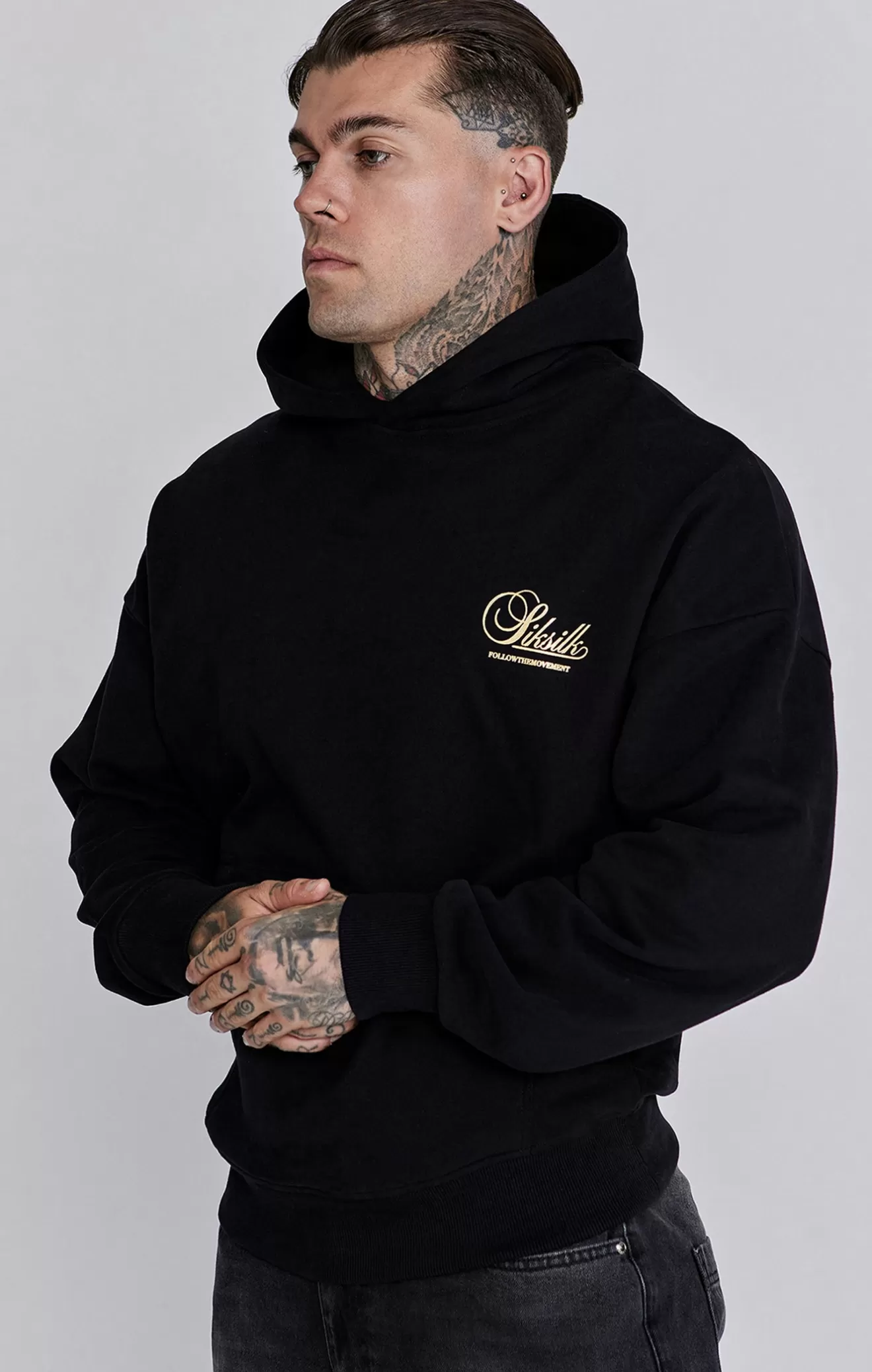 SikSilk Hoodies^Black Graphic Hoodie