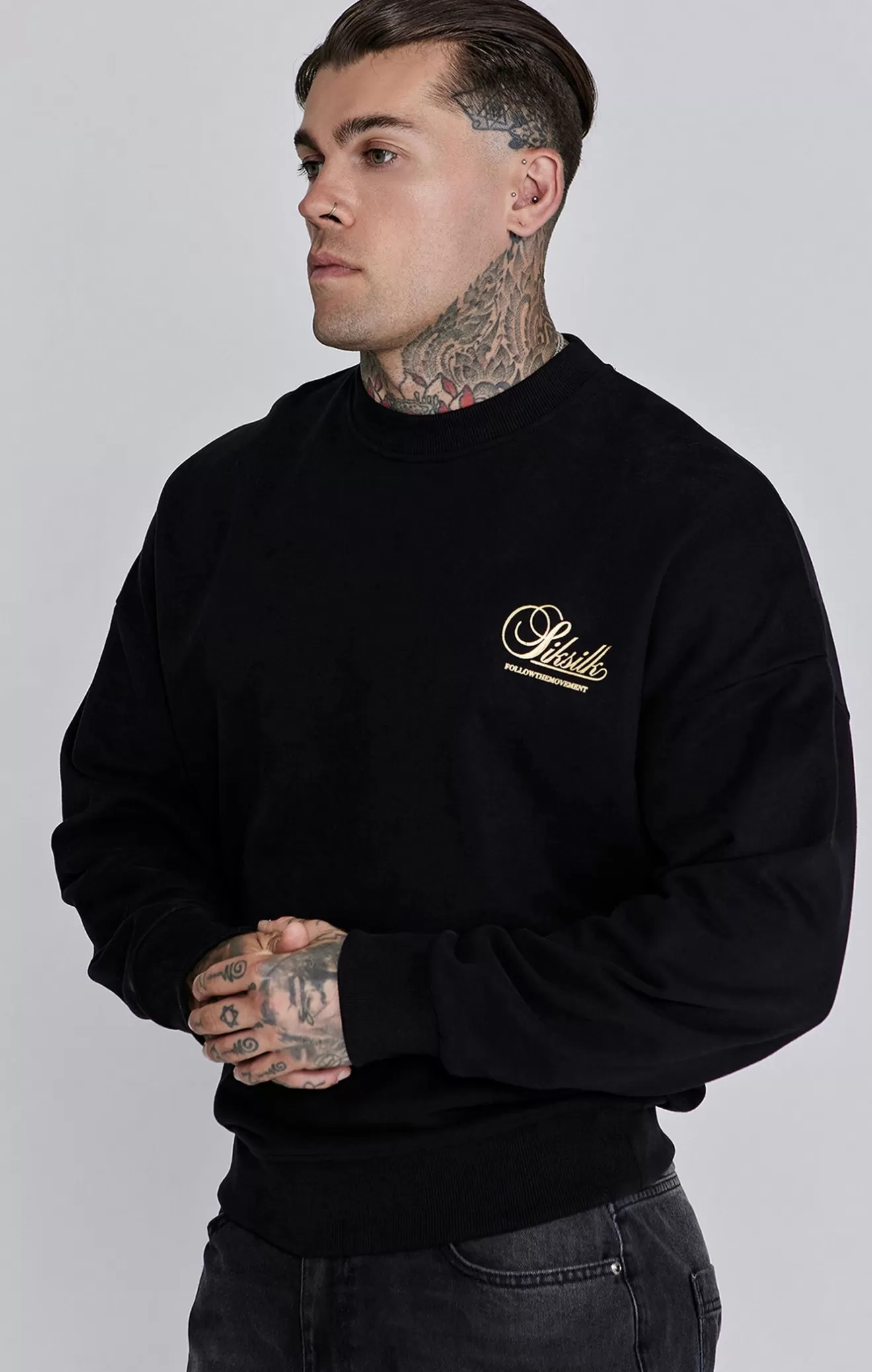 SikSilk Hoodies^Black Graphic Sweater