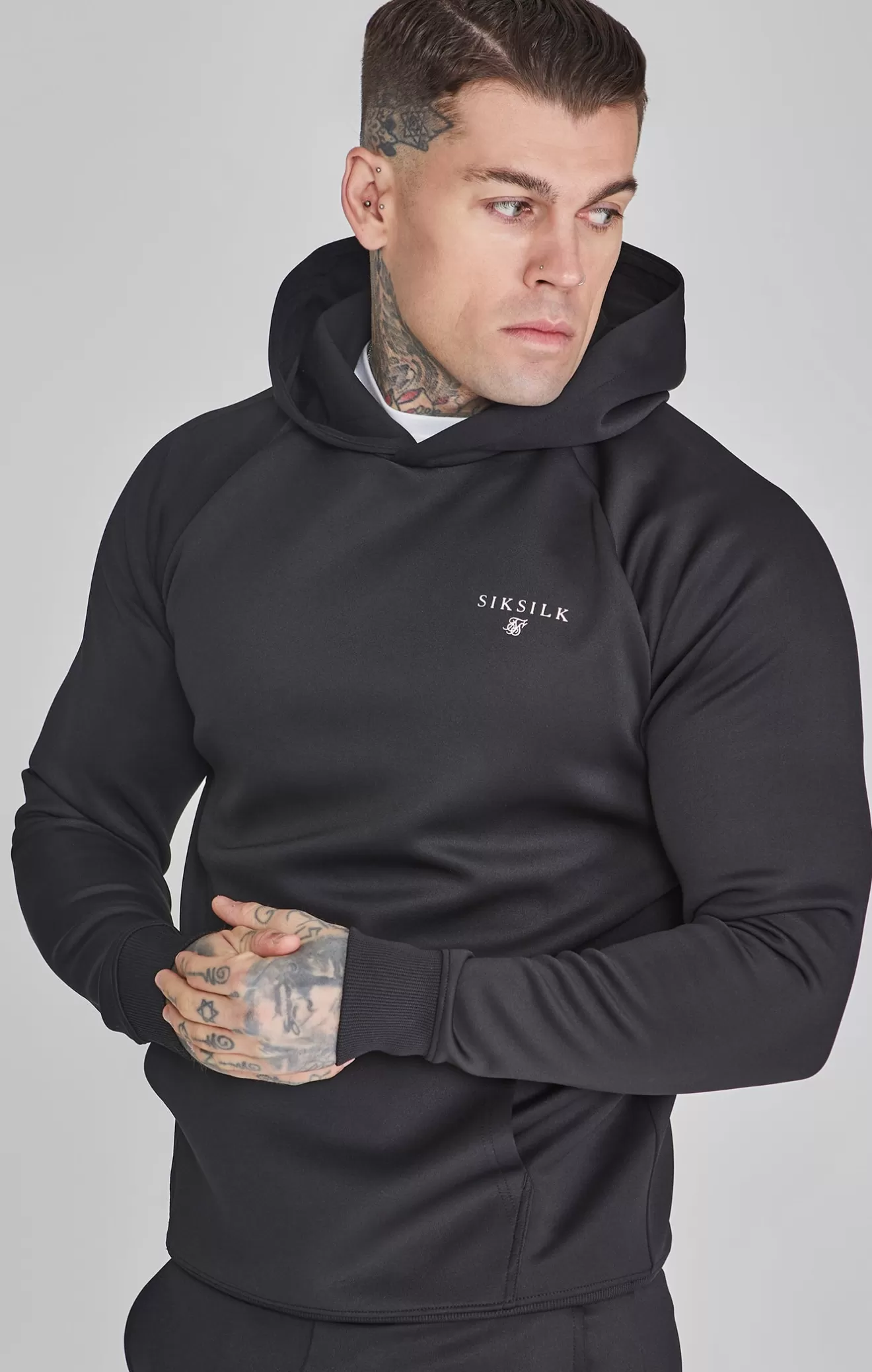 SikSilk Hoodies^Black Muscle Fit Hoodie