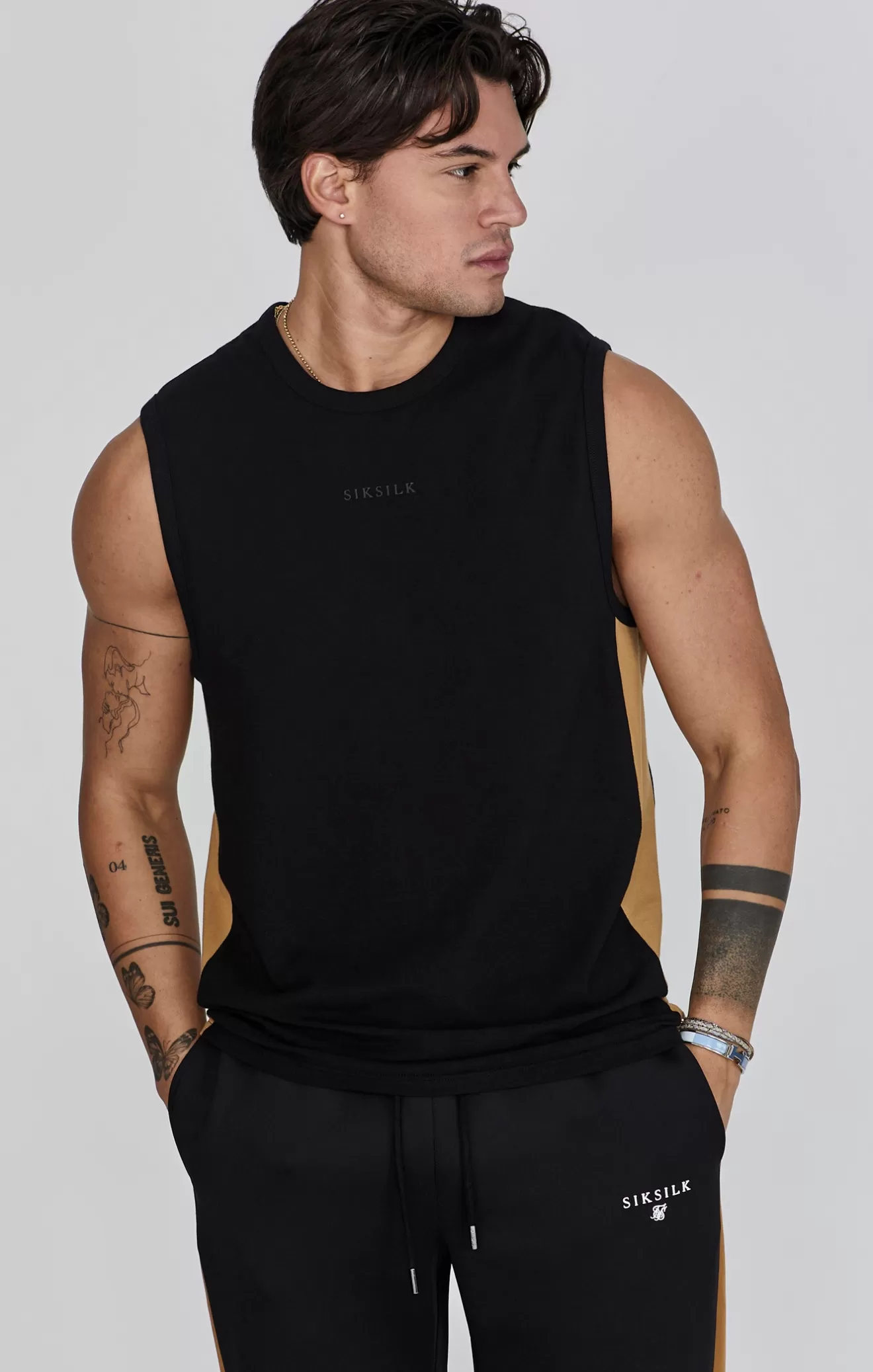 SikSilk Vests^Black Relaxed Fit Vest