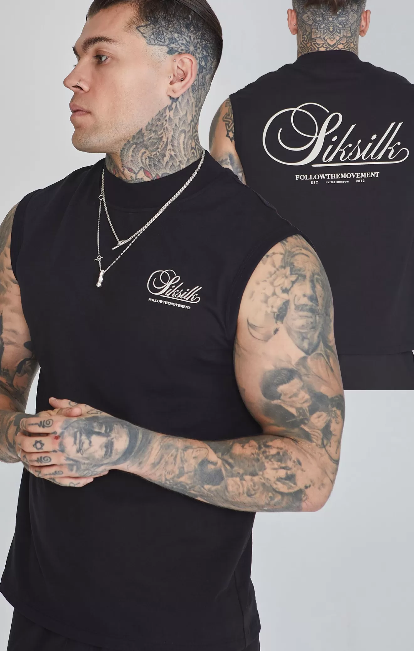 SikSilk T-Shirts^Black Sleeveless T-Shirt