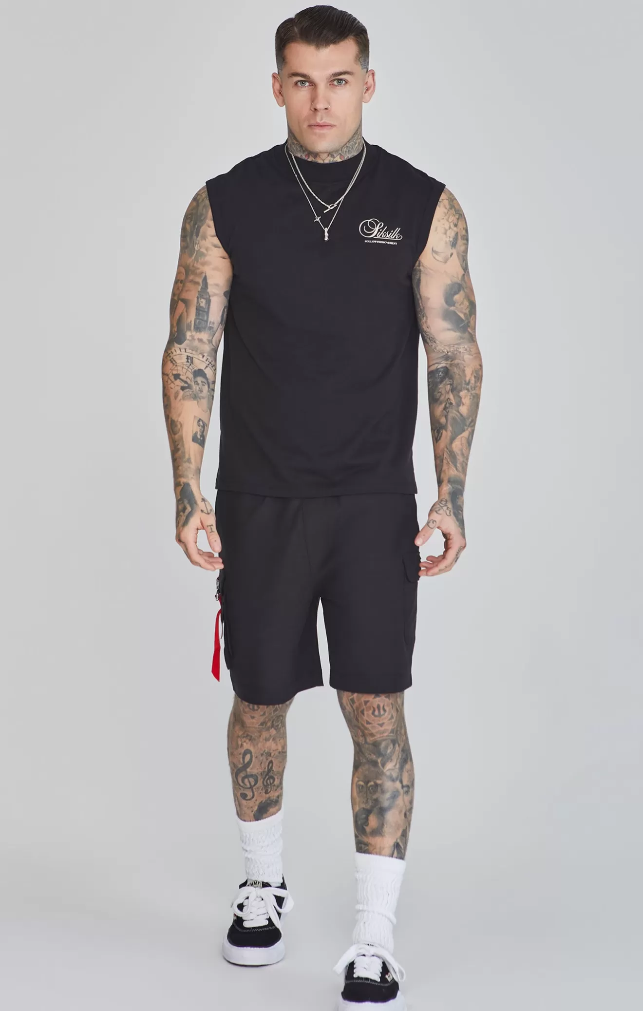 SikSilk T-Shirts^Black Sleeveless T-Shirt