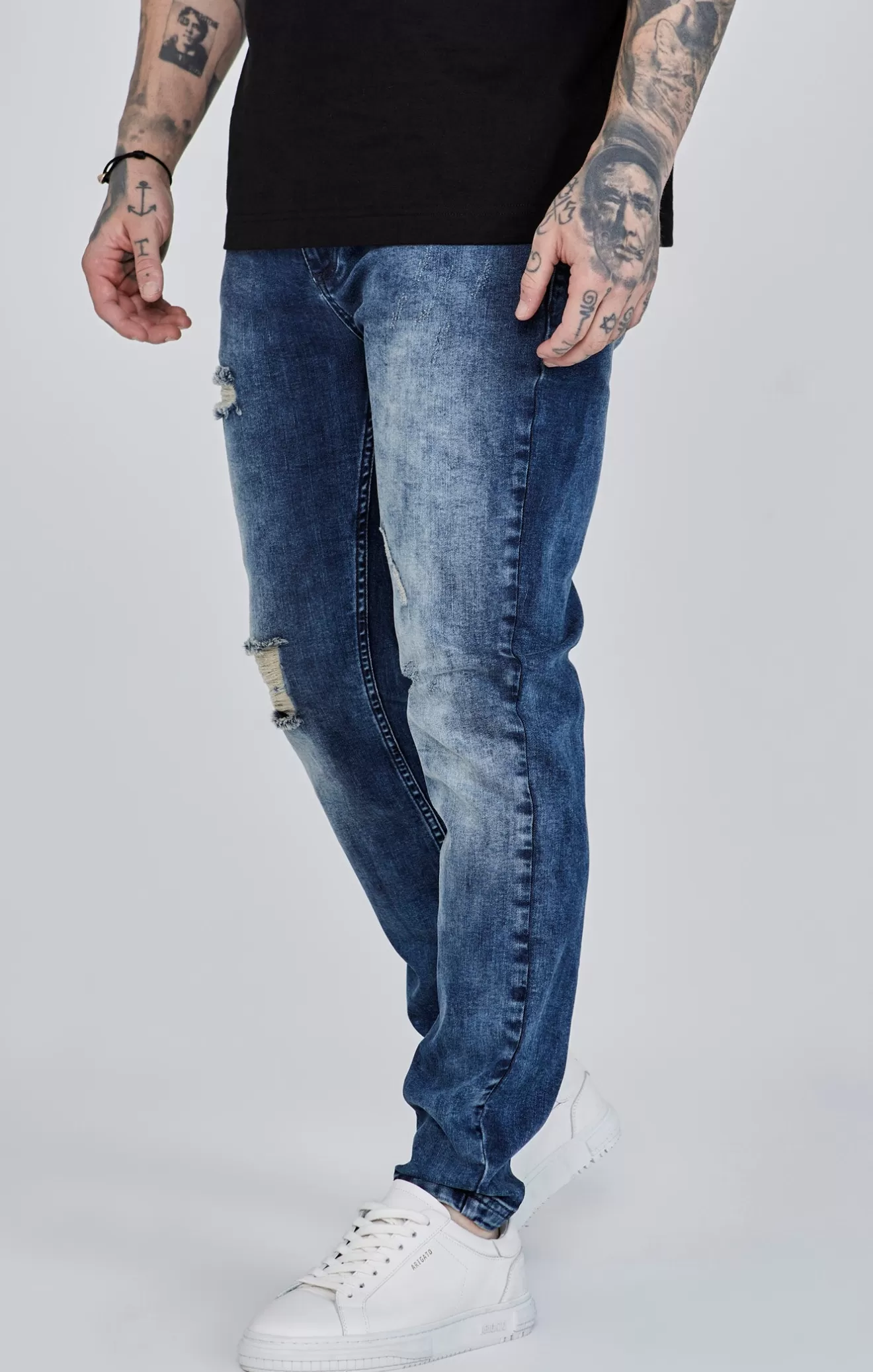 SikSilk Jeans^Blue Distressed Slim Fit