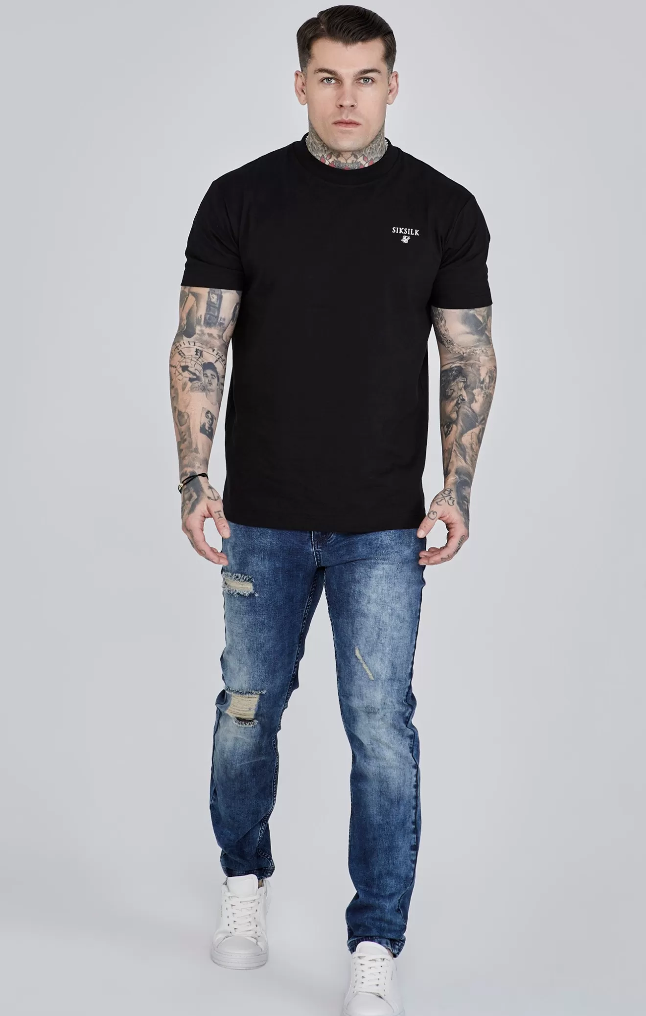 SikSilk Jeans^Blue Distressed Slim Fit