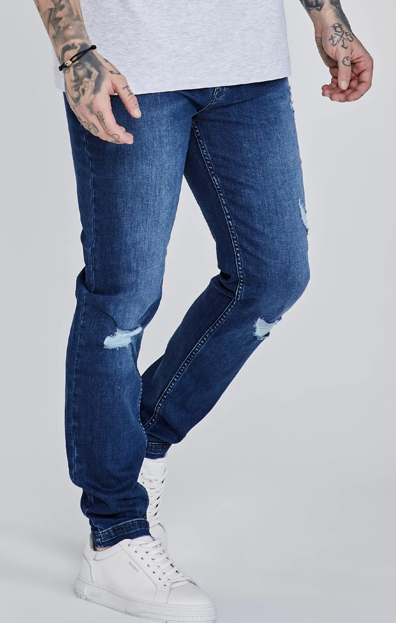 SikSilk Jeans^Blue Distressed Slim Fit Jeans