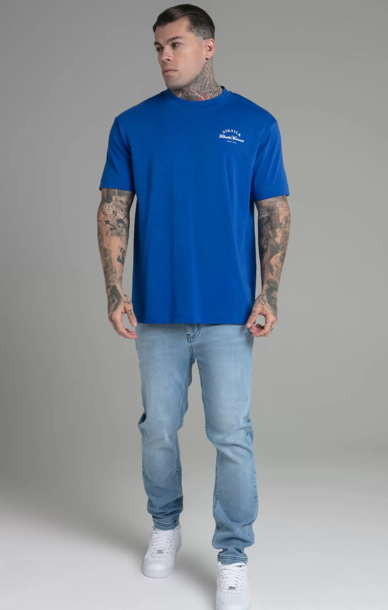 SikSilk T-Shirts^Blue Graphic T-Shirt