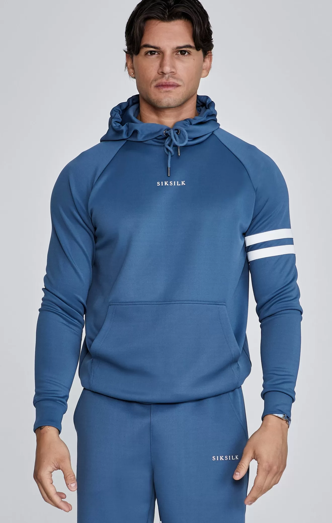 SikSilk Hoodies^Blue Muscle Fit Hoodie