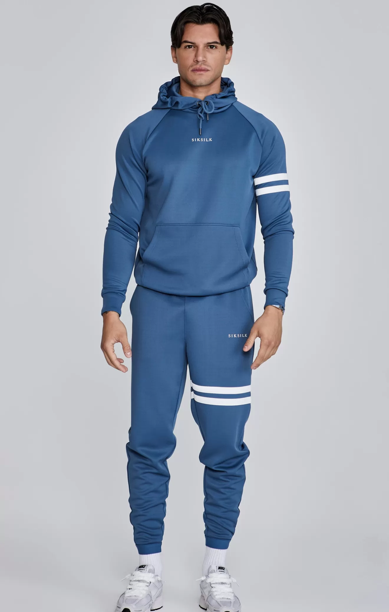 SikSilk Hoodies^Blue Muscle Fit Hoodie