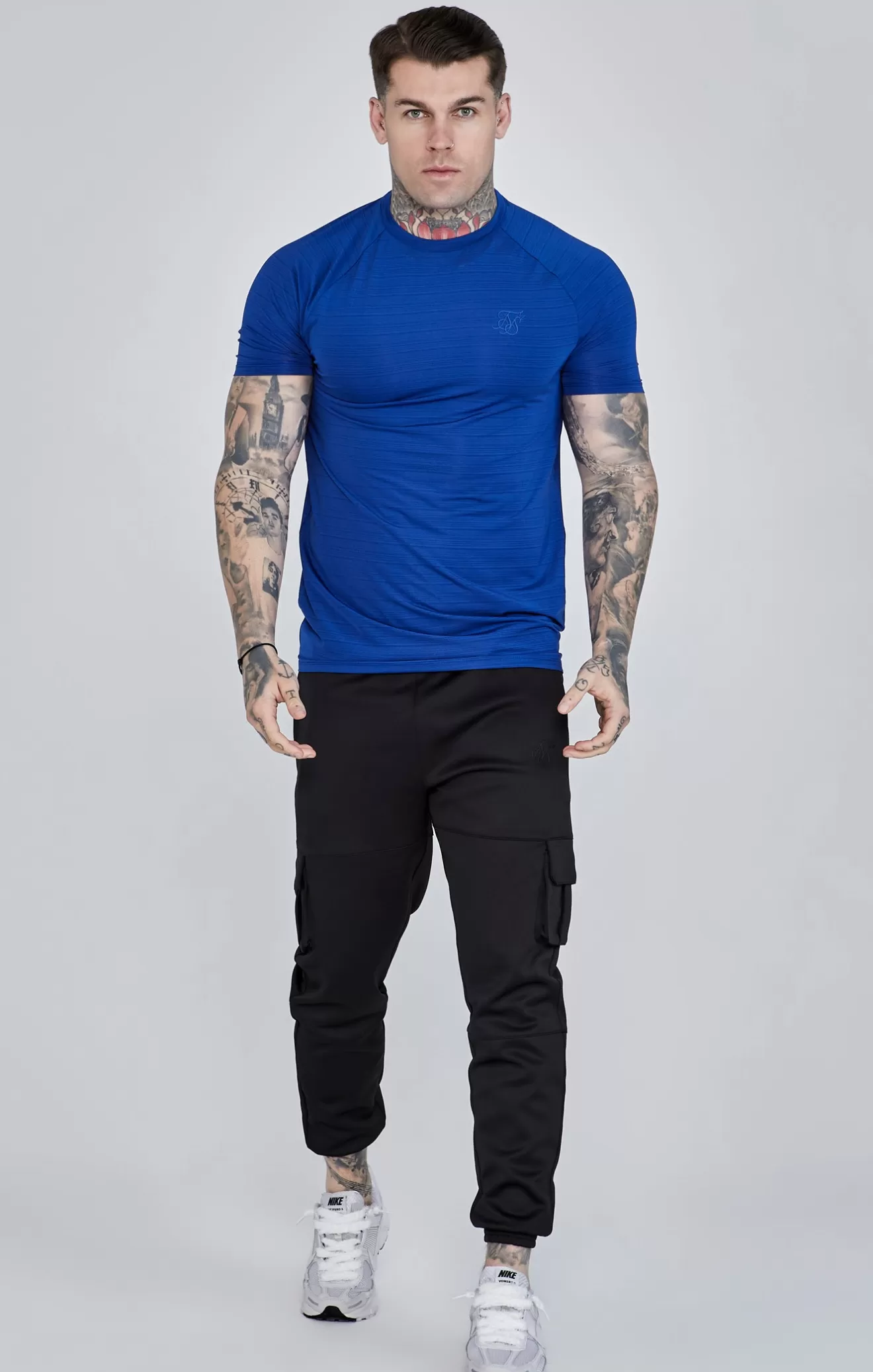 SikSilk T-Shirts^Blue Muscle Fit T-Shirt