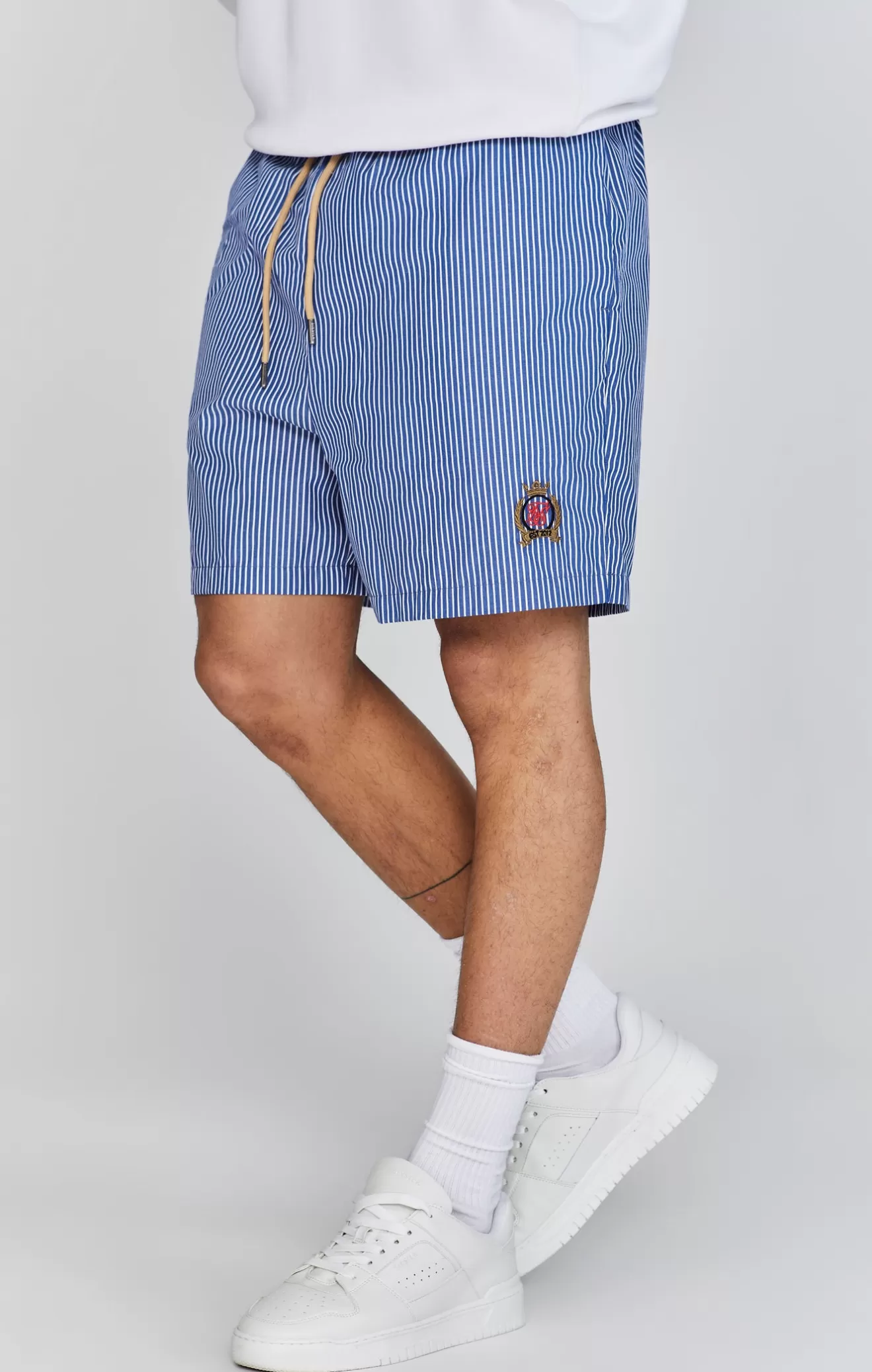 SikSilk Shorts^Blue White Striped Shorts