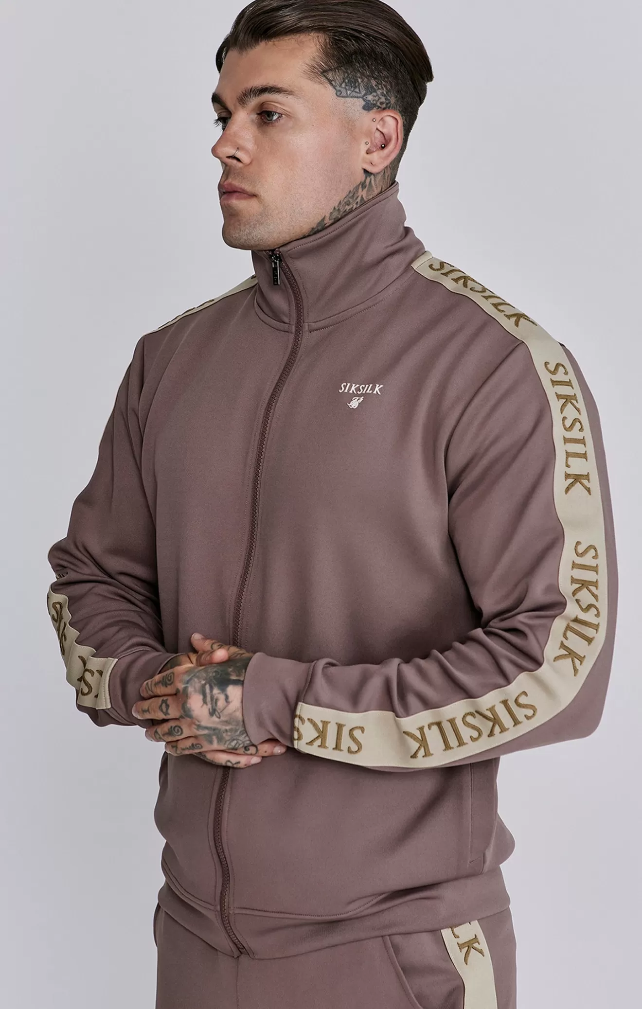 SikSilk Hoodies^Brown Track Top