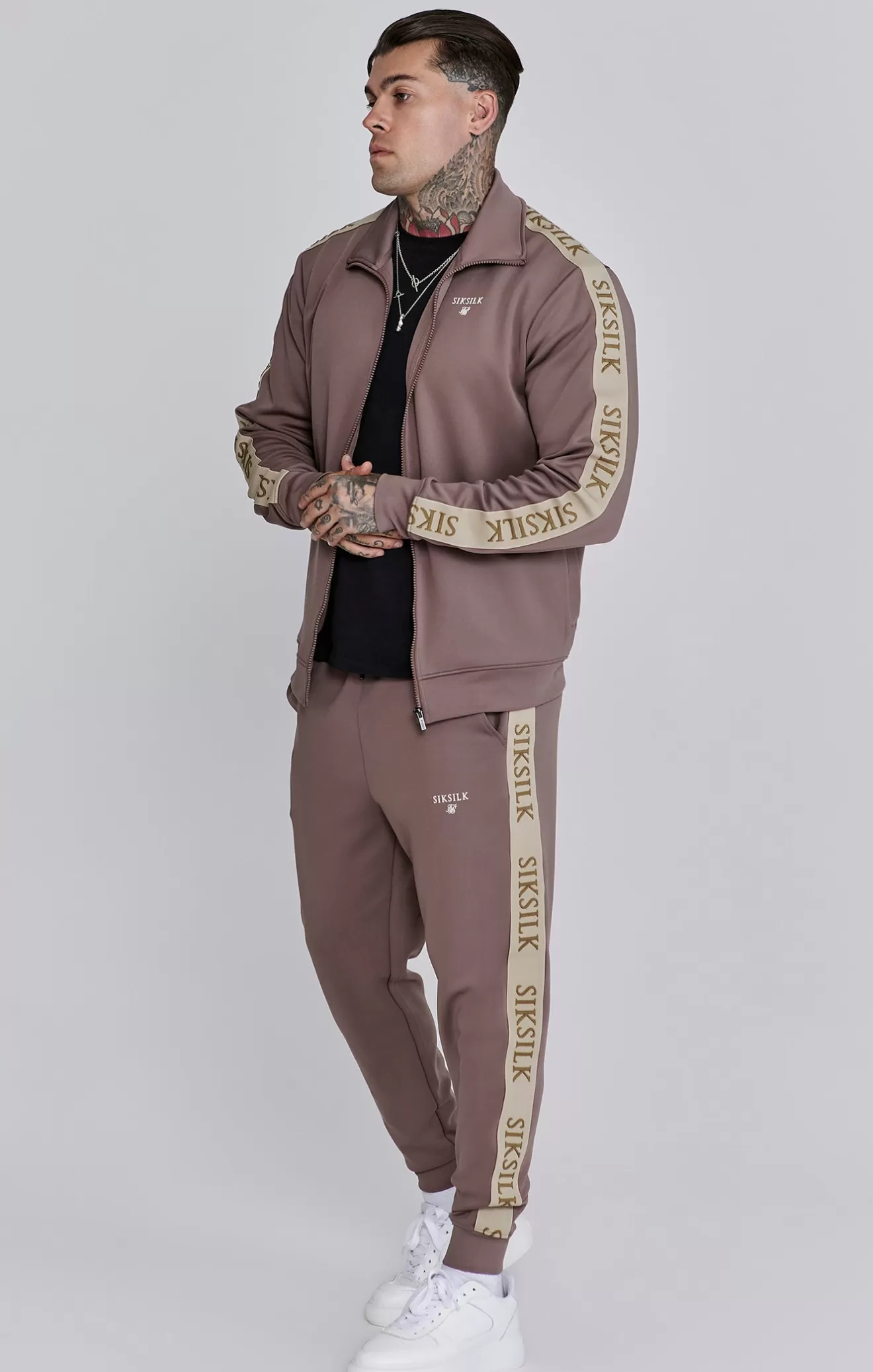 SikSilk Hoodies^Brown Track Top