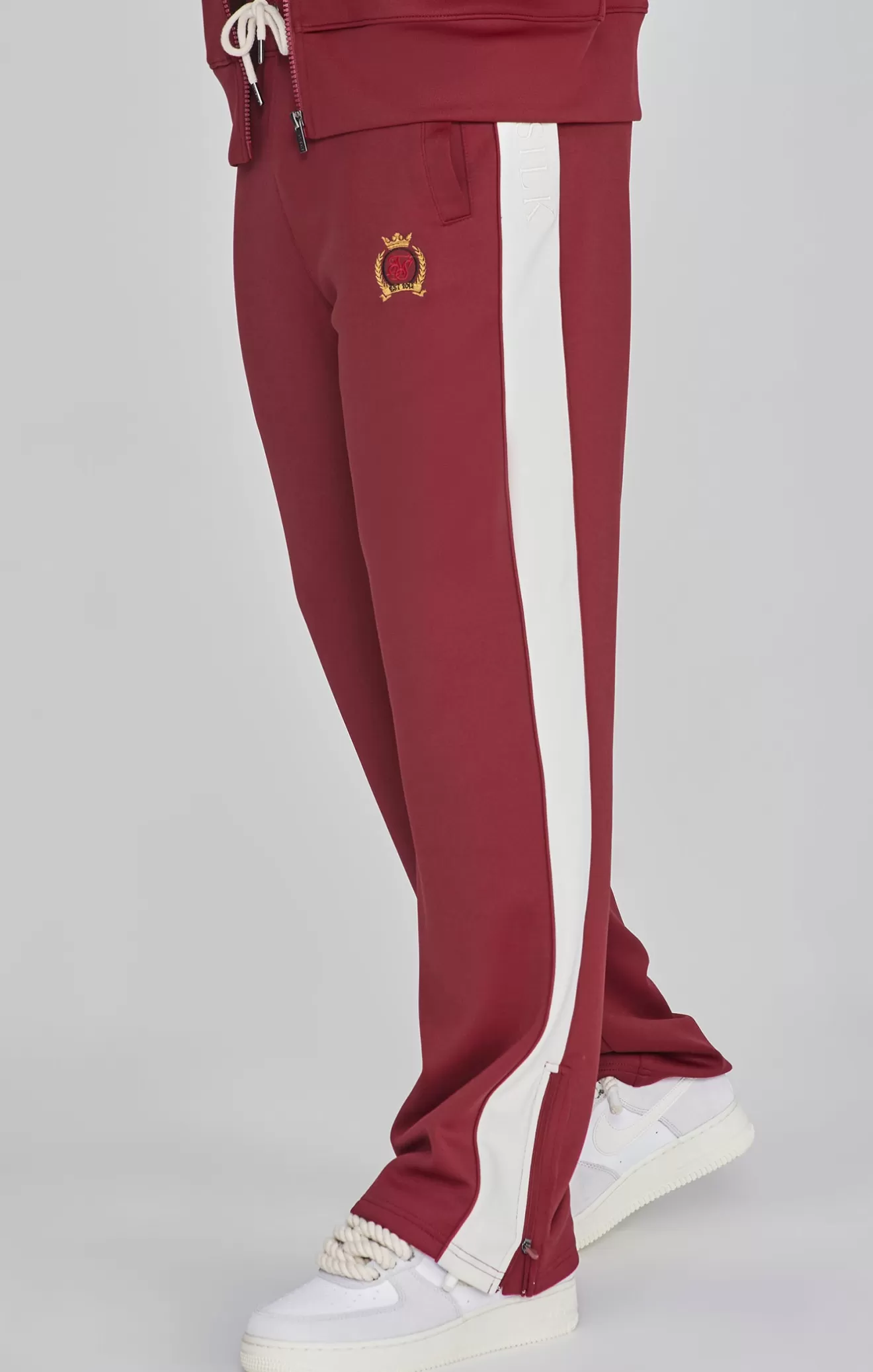 SikSilk Trousers^Burgundy Crest Track Pants