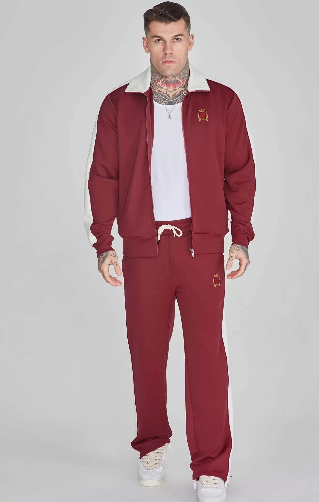 SikSilk Trousers^Burgundy Crest Track Pants