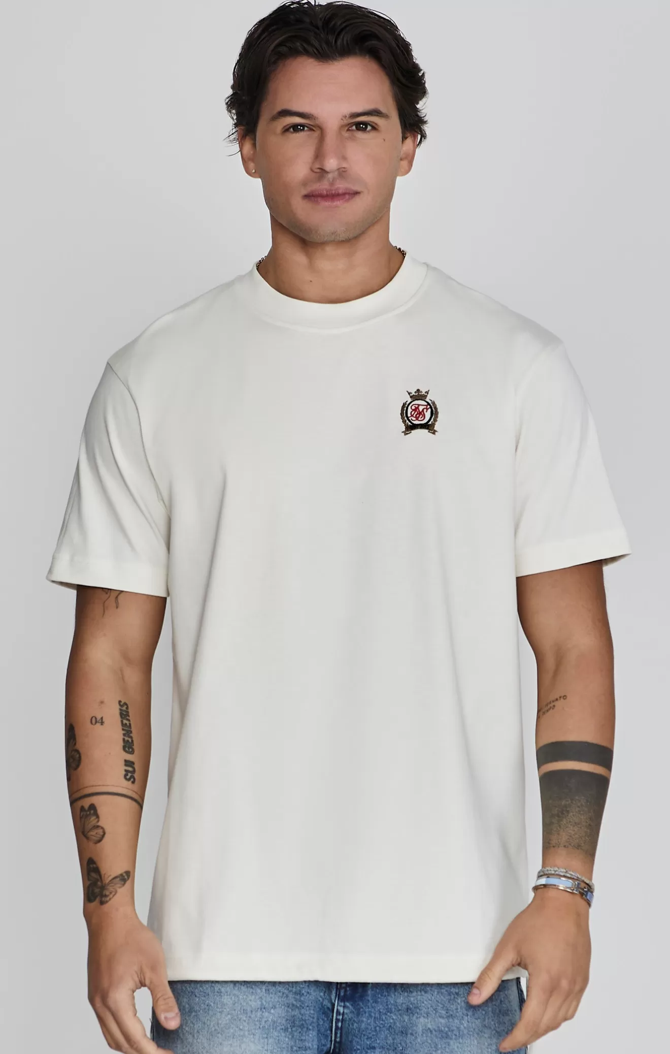 SikSilk T-Shirts^Ecru Oversized T-Shirt