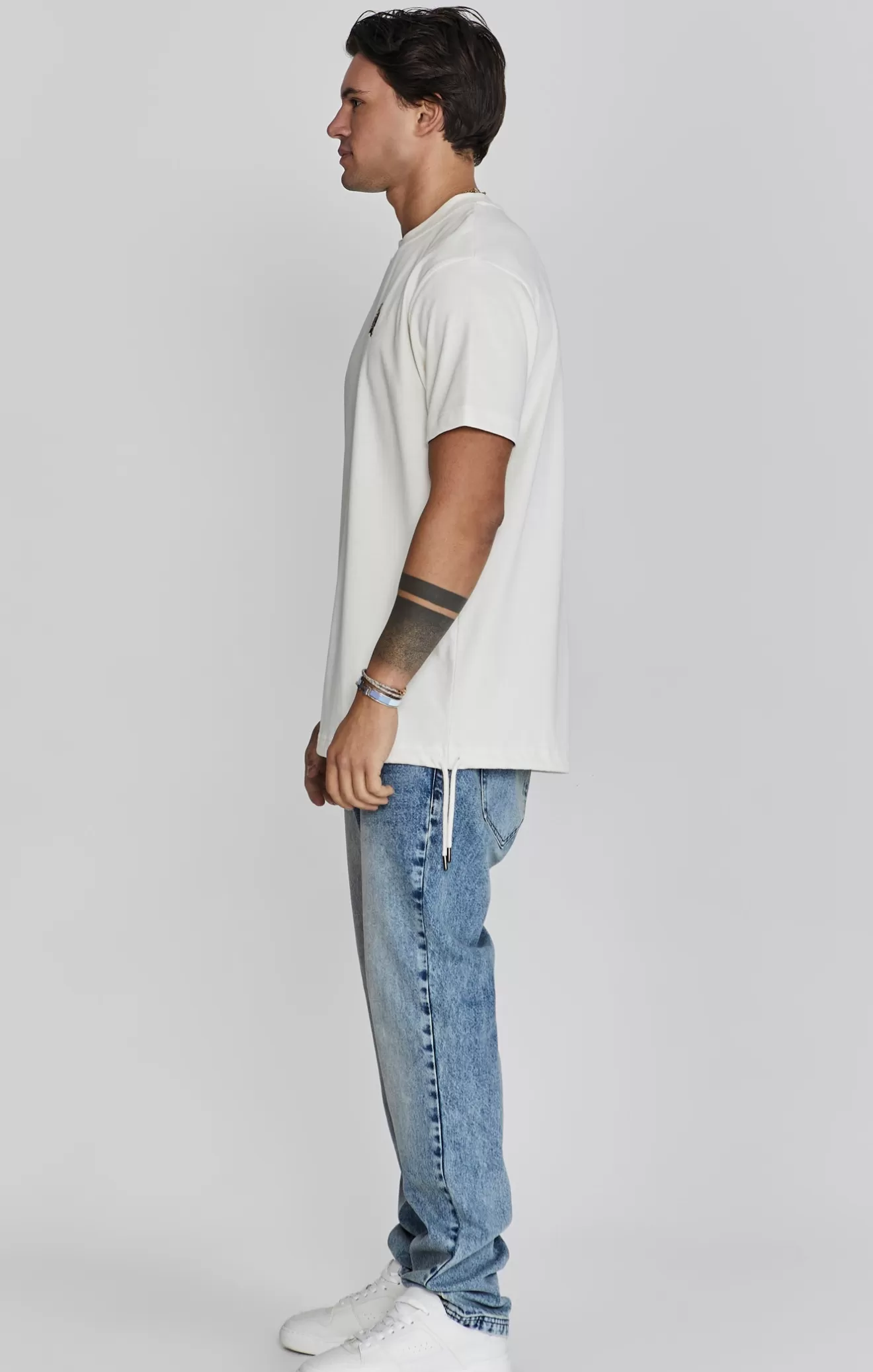 SikSilk T-Shirts^Ecru Oversized T-Shirt