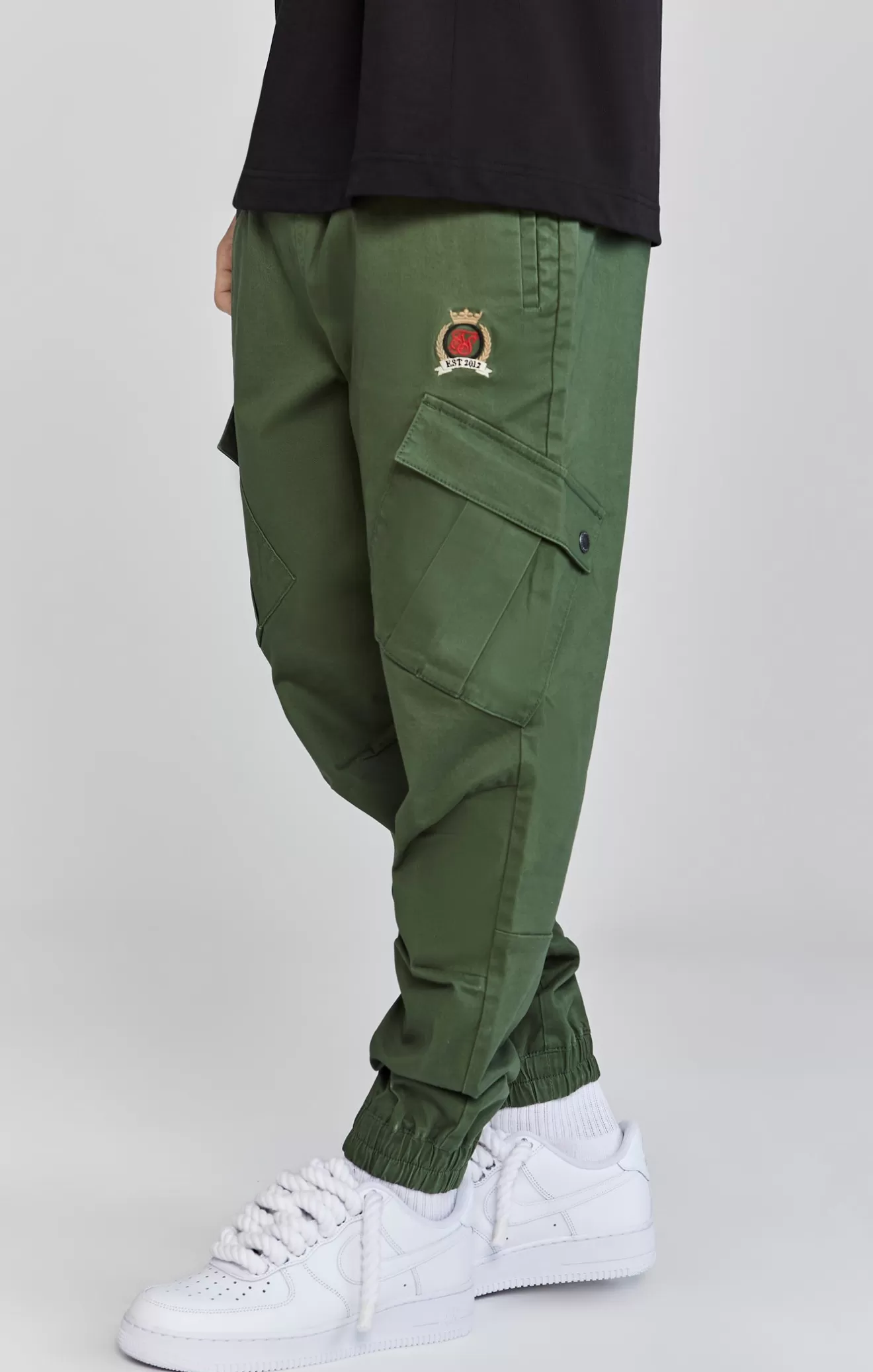 SikSilk Trousers^Green Khaki Cargo Pants