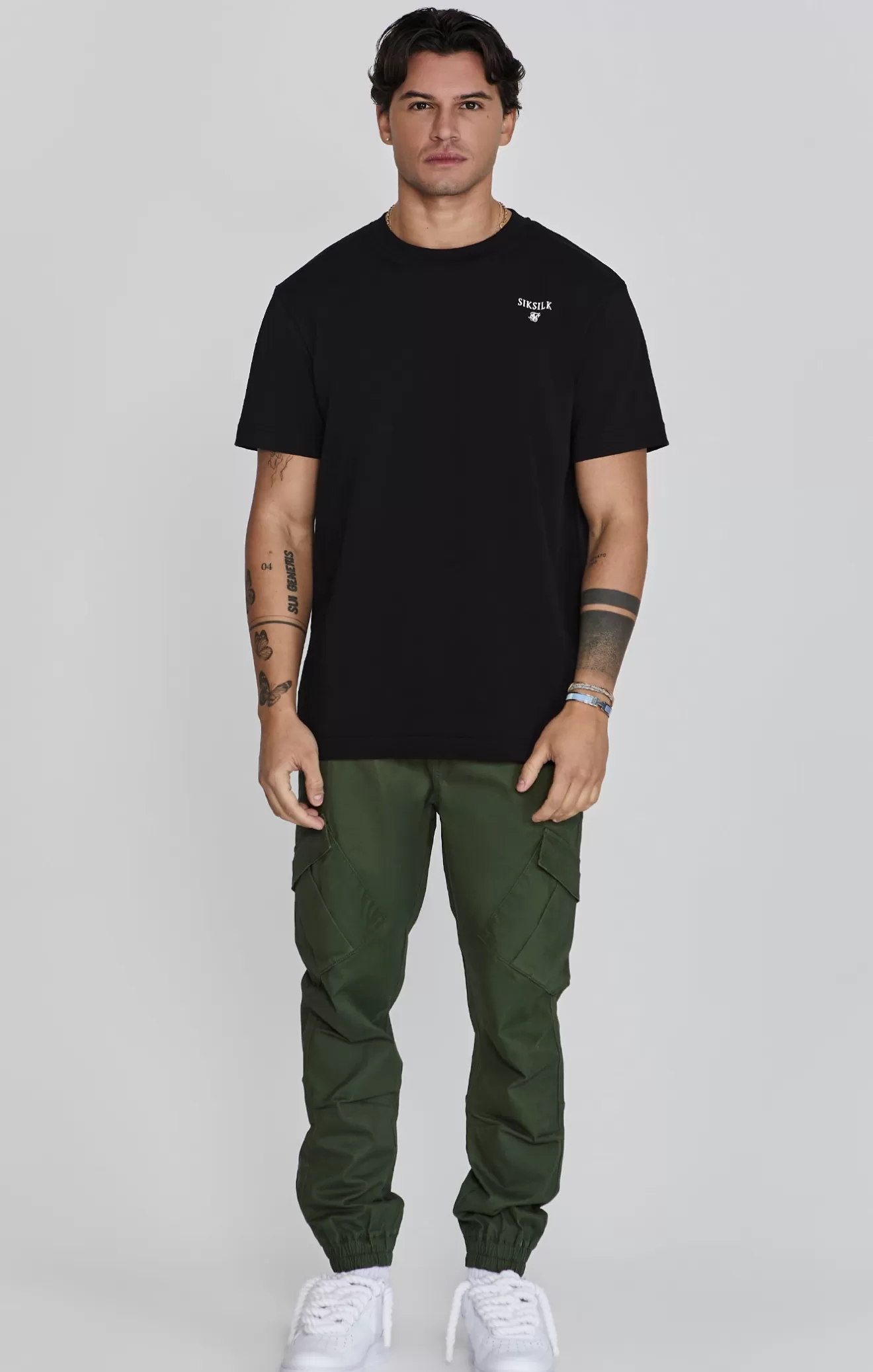 SikSilk Trousers^Green Khaki Cargo Pants