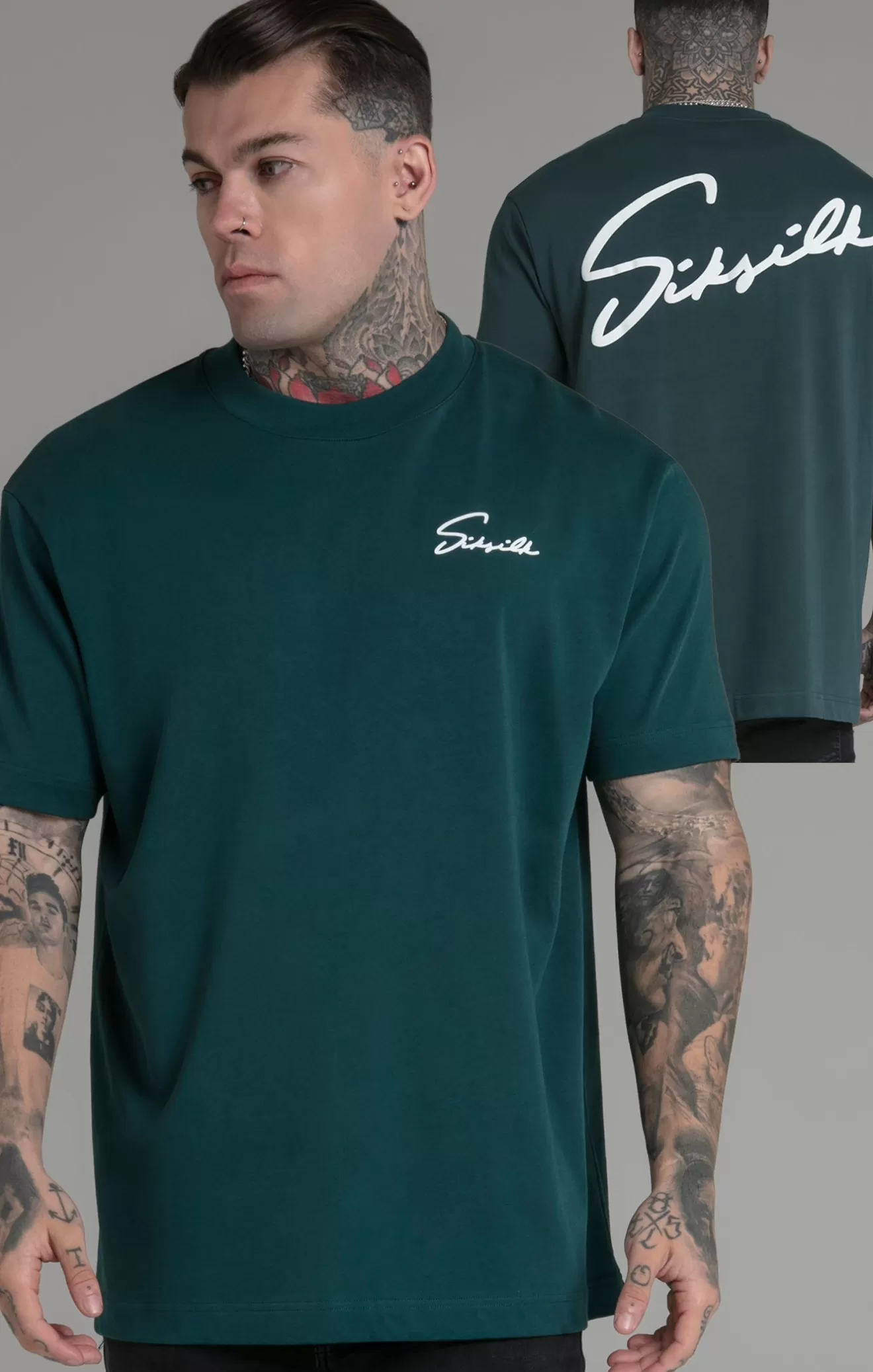 SikSilk T-Shirts^Green Script T-Shirt