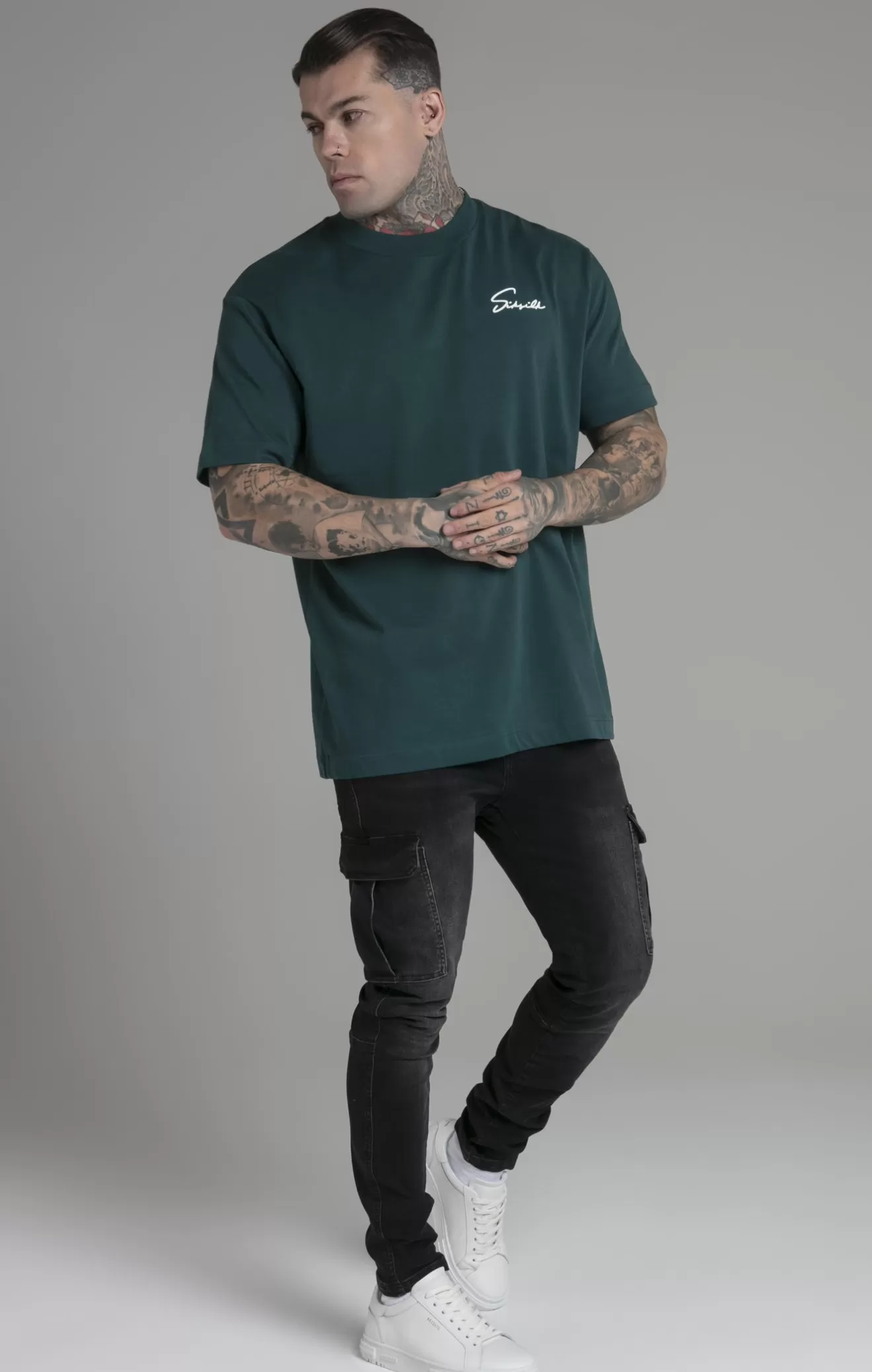 SikSilk T-Shirts^Green Script T-Shirt