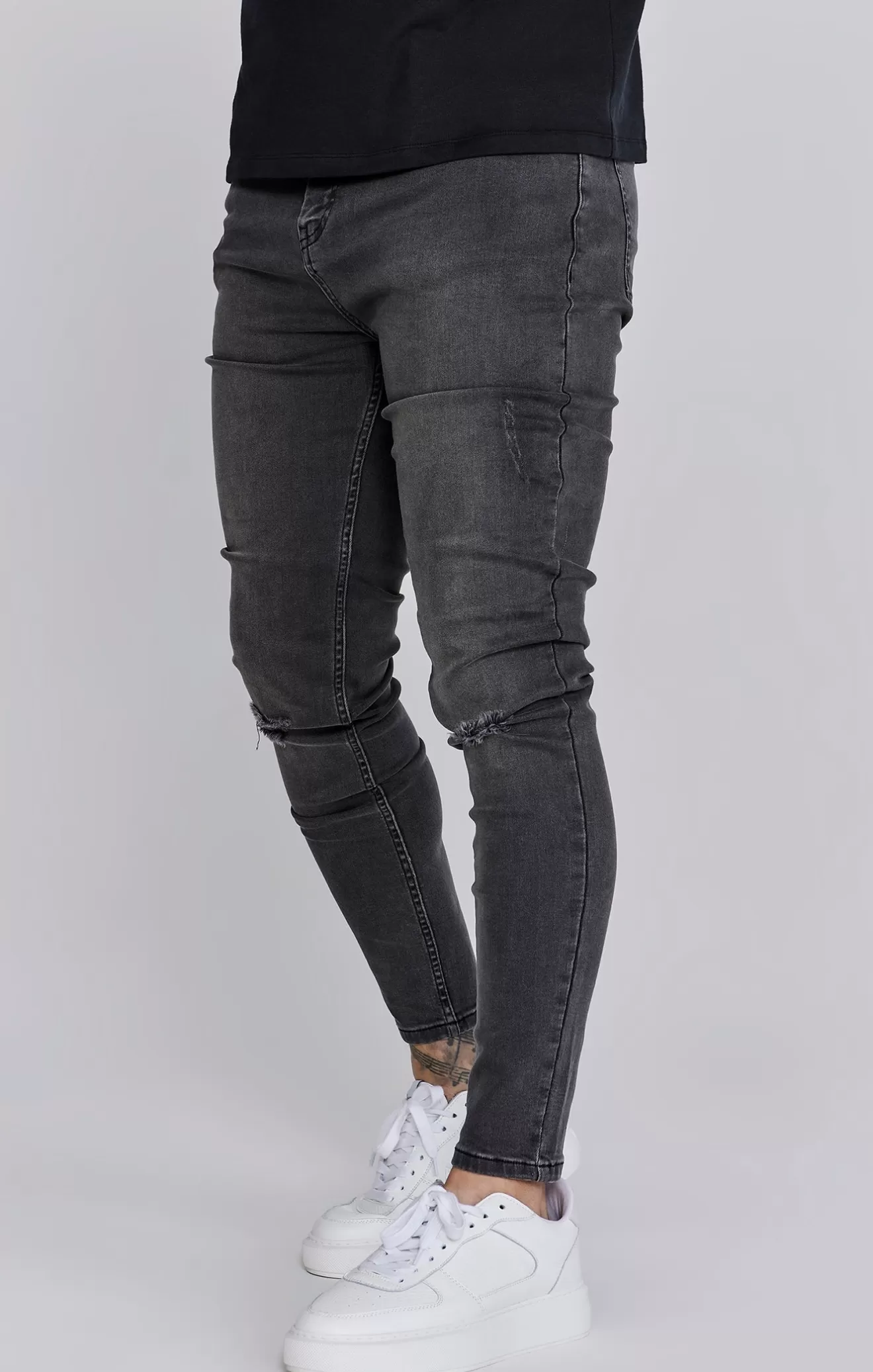 SikSilk Jeans^Grey Distressed Skinny Jeans