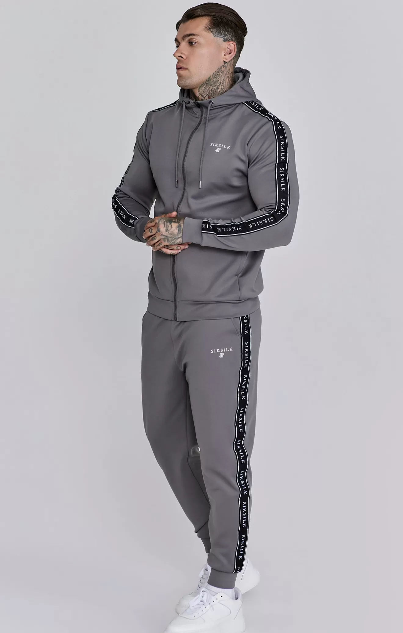 SikSilk Twin Sets^Grey Hoodie and Joggers Set