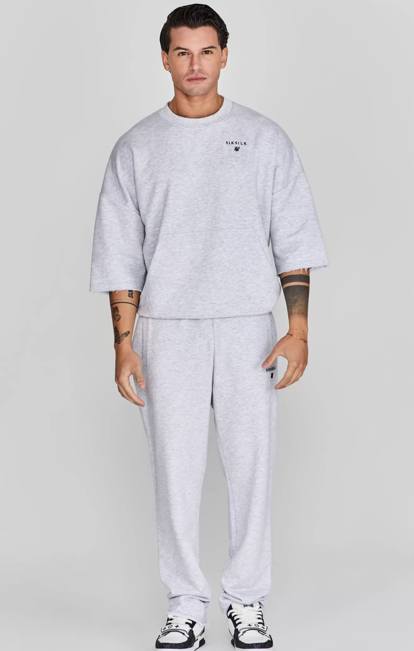 SikSilk Hoodies^Grey Marl Cut Off Sweater