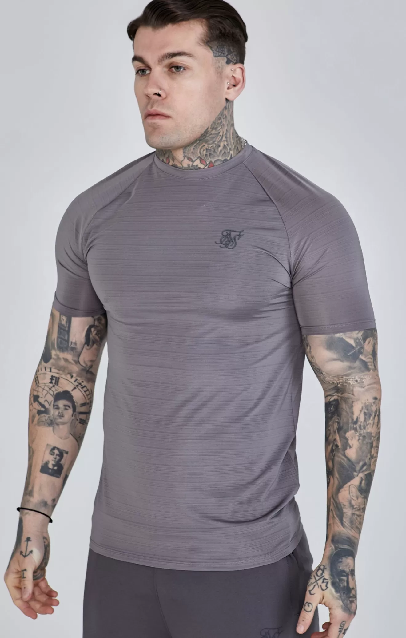 SikSilk T-Shirts^Grey Muscle Fit T-Shirt