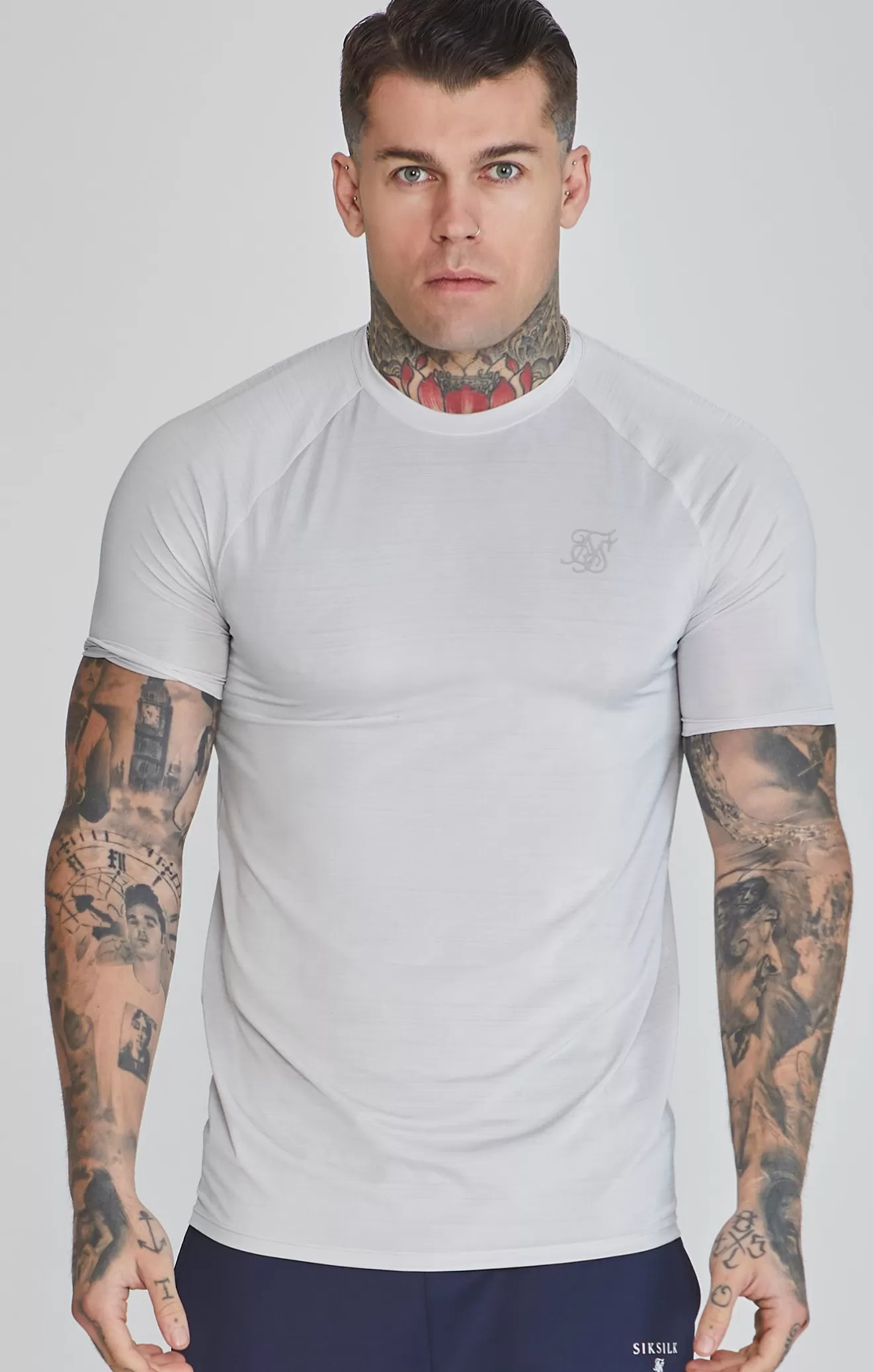 SikSilk T-Shirts^Grey Muscle Fit T-Shirt