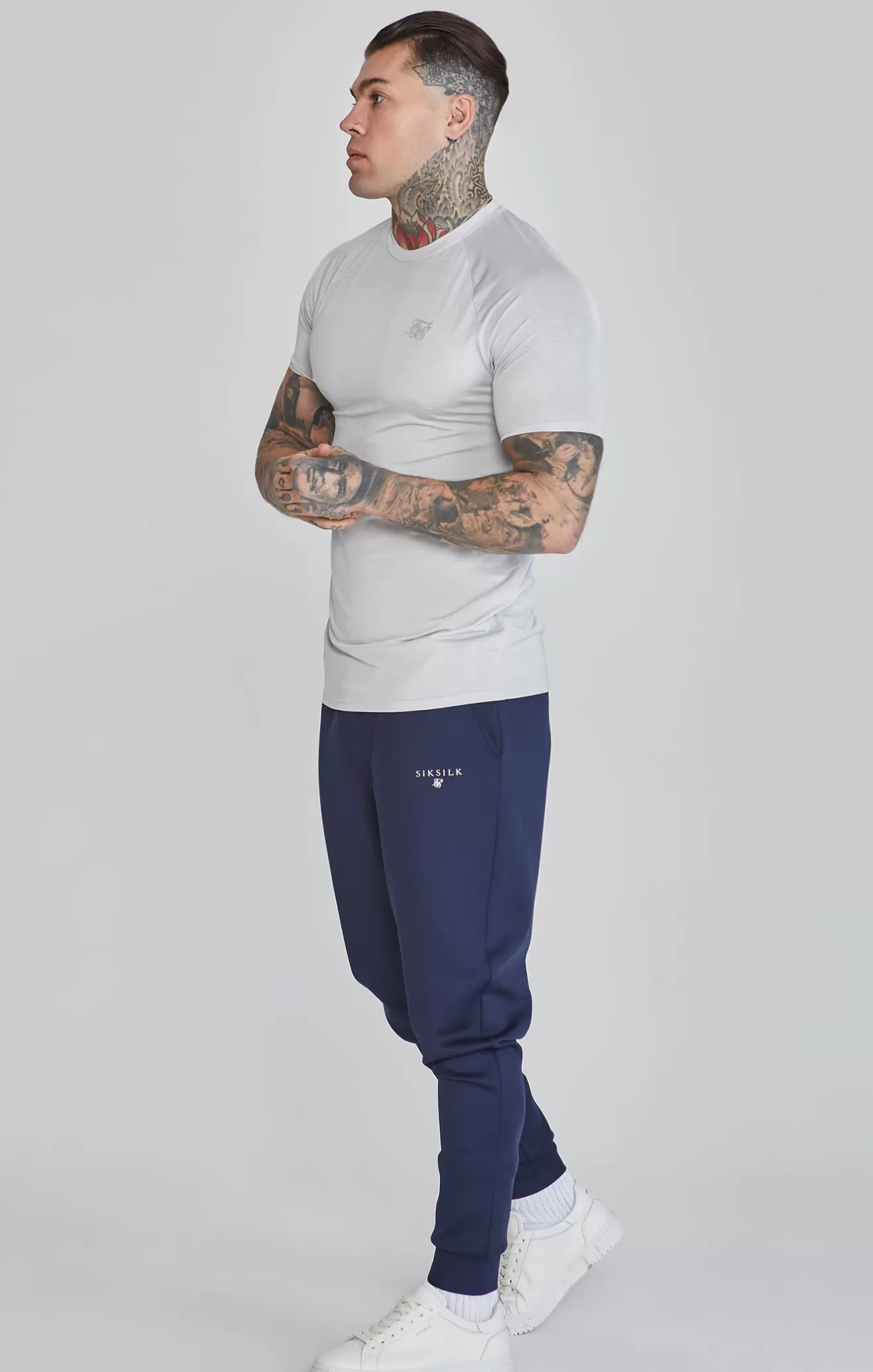 SikSilk T-Shirts^Grey Muscle Fit T-Shirt